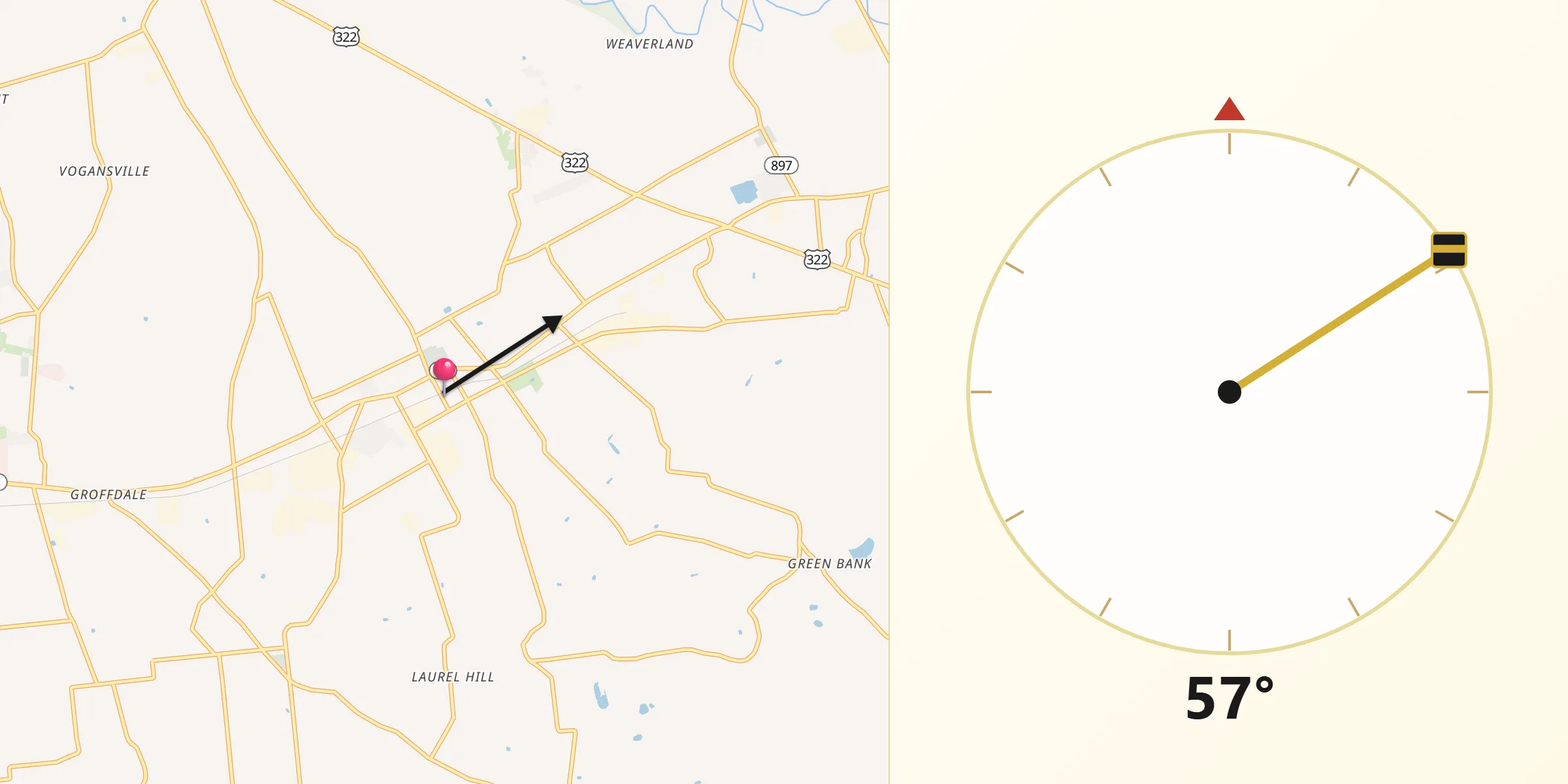 Qibla Direction from New Holland