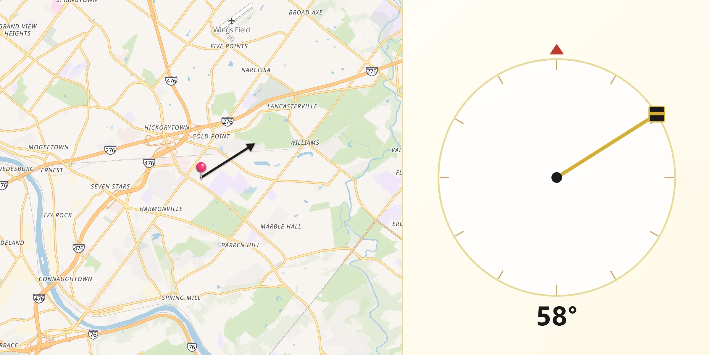 Qibla Direction from Plymouth Meeting