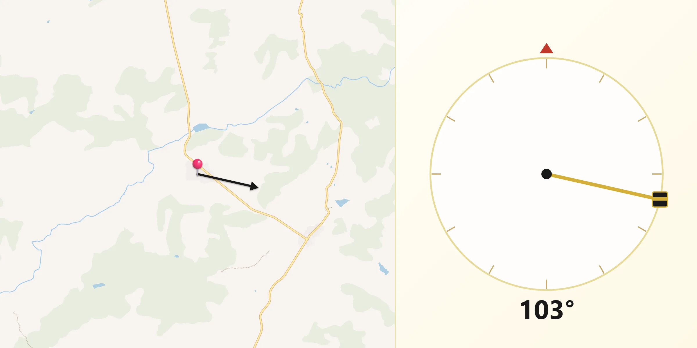 Dirección de la Qibla desde Sotillo de las Palomas