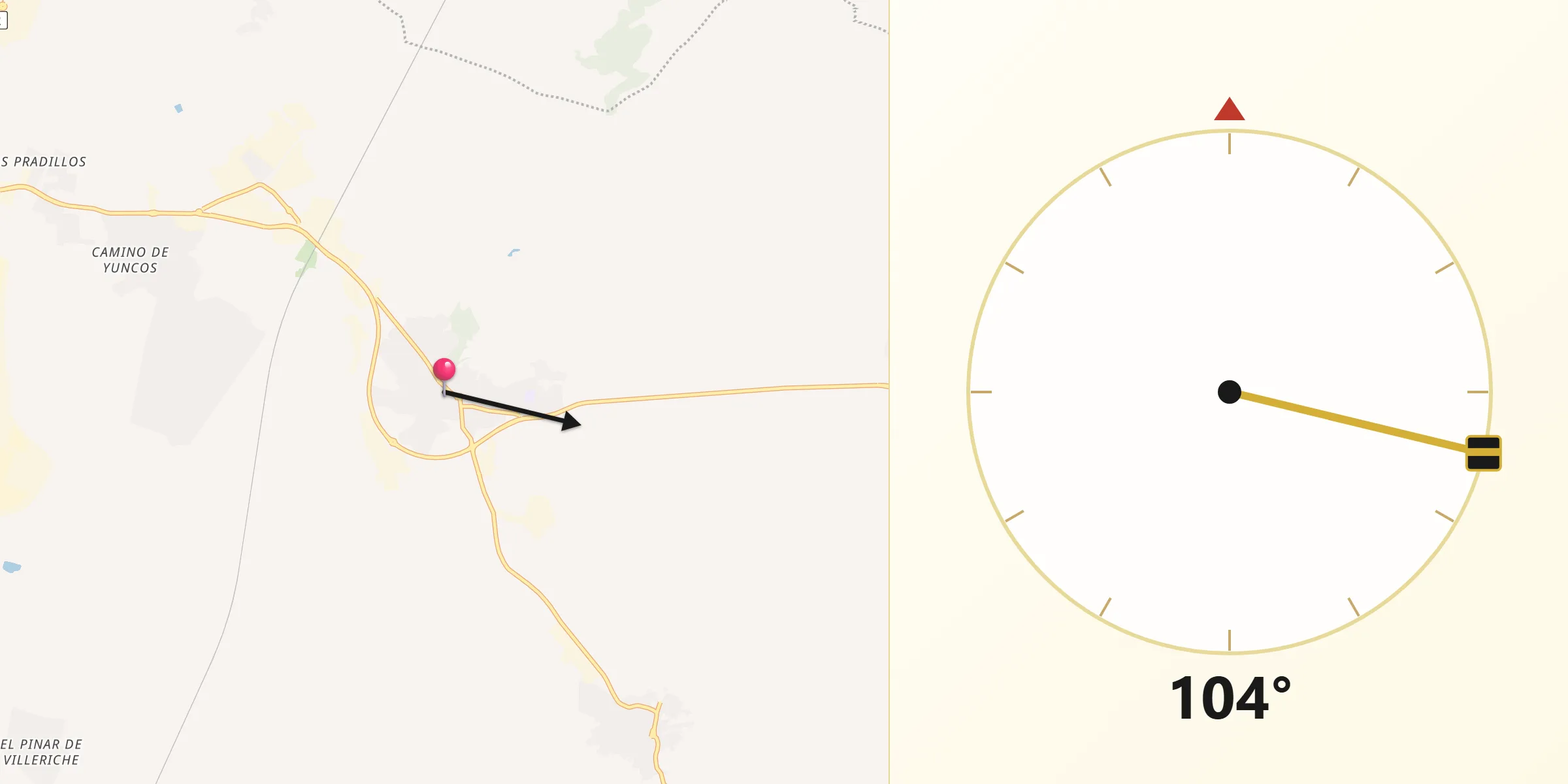 Dirección de la Qibla desde Esquivias