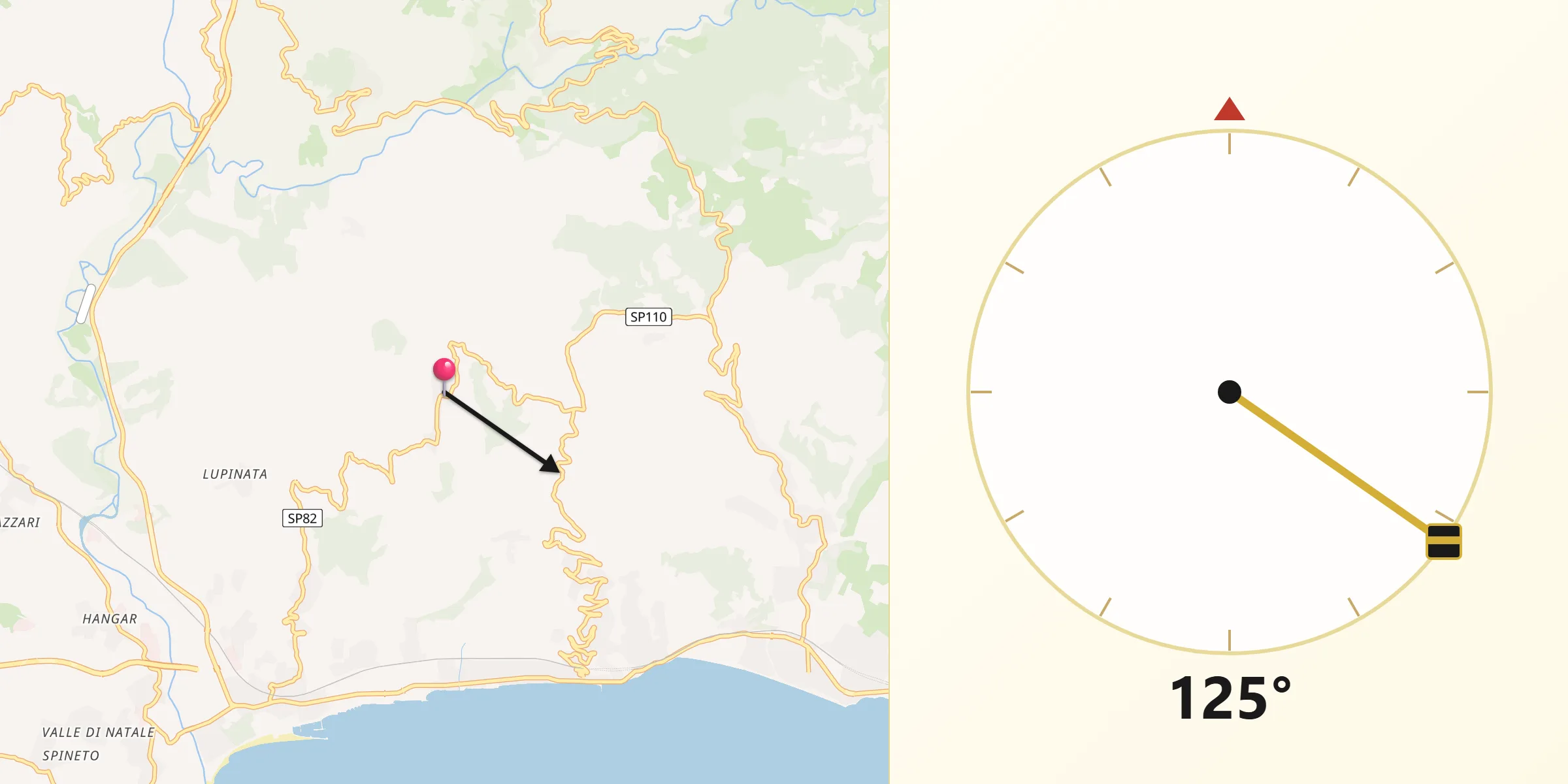 Direzione della Qibla da Santa Marina