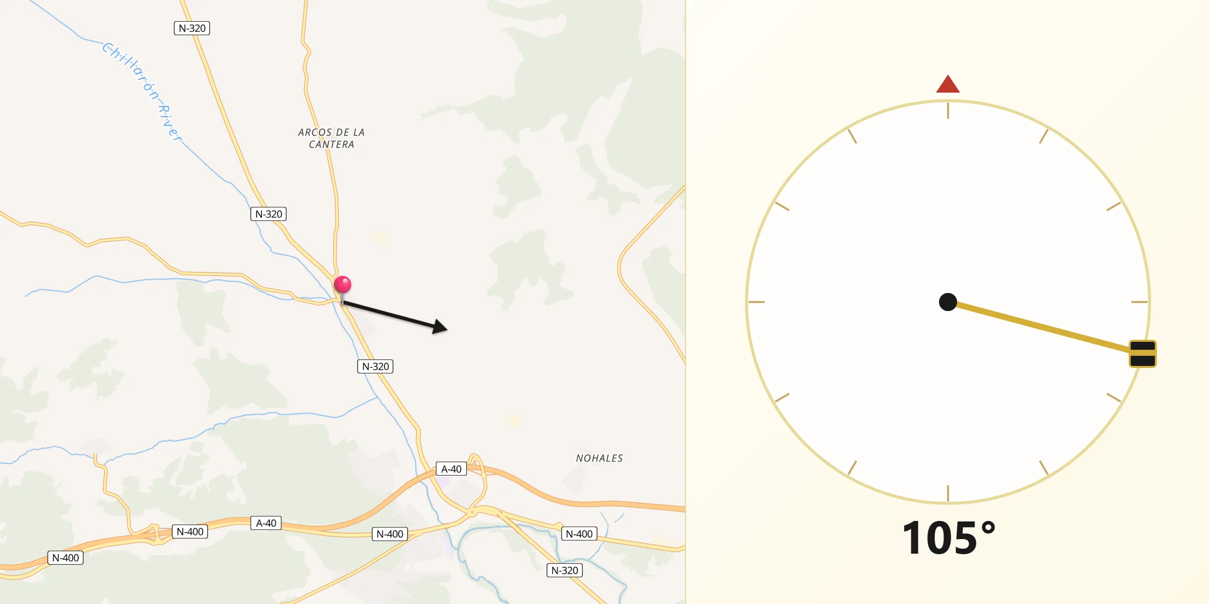 Dirección de la Qibla desde Chillarón de Cuenca