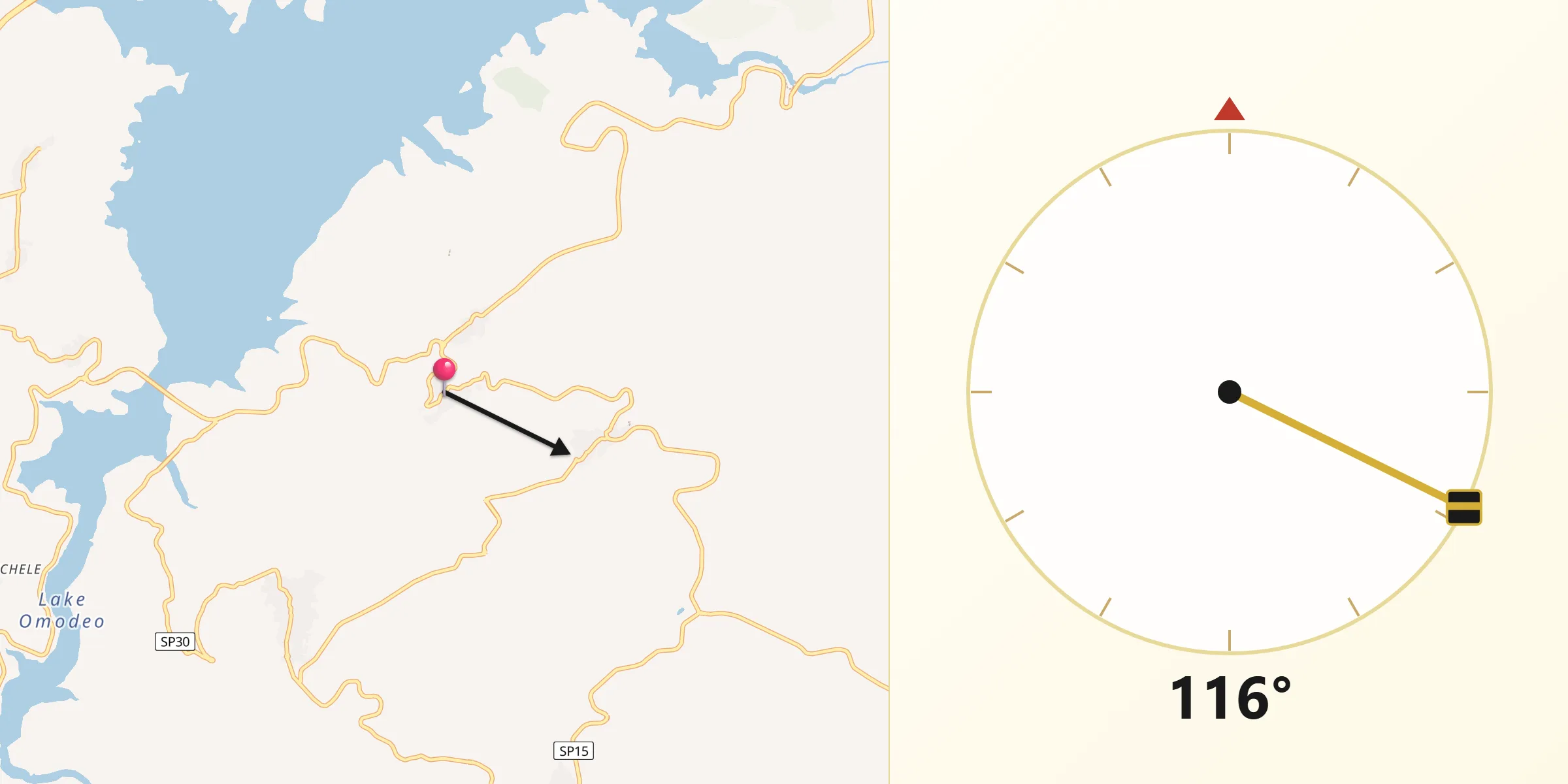 Direzione della Qibla da Sorradile