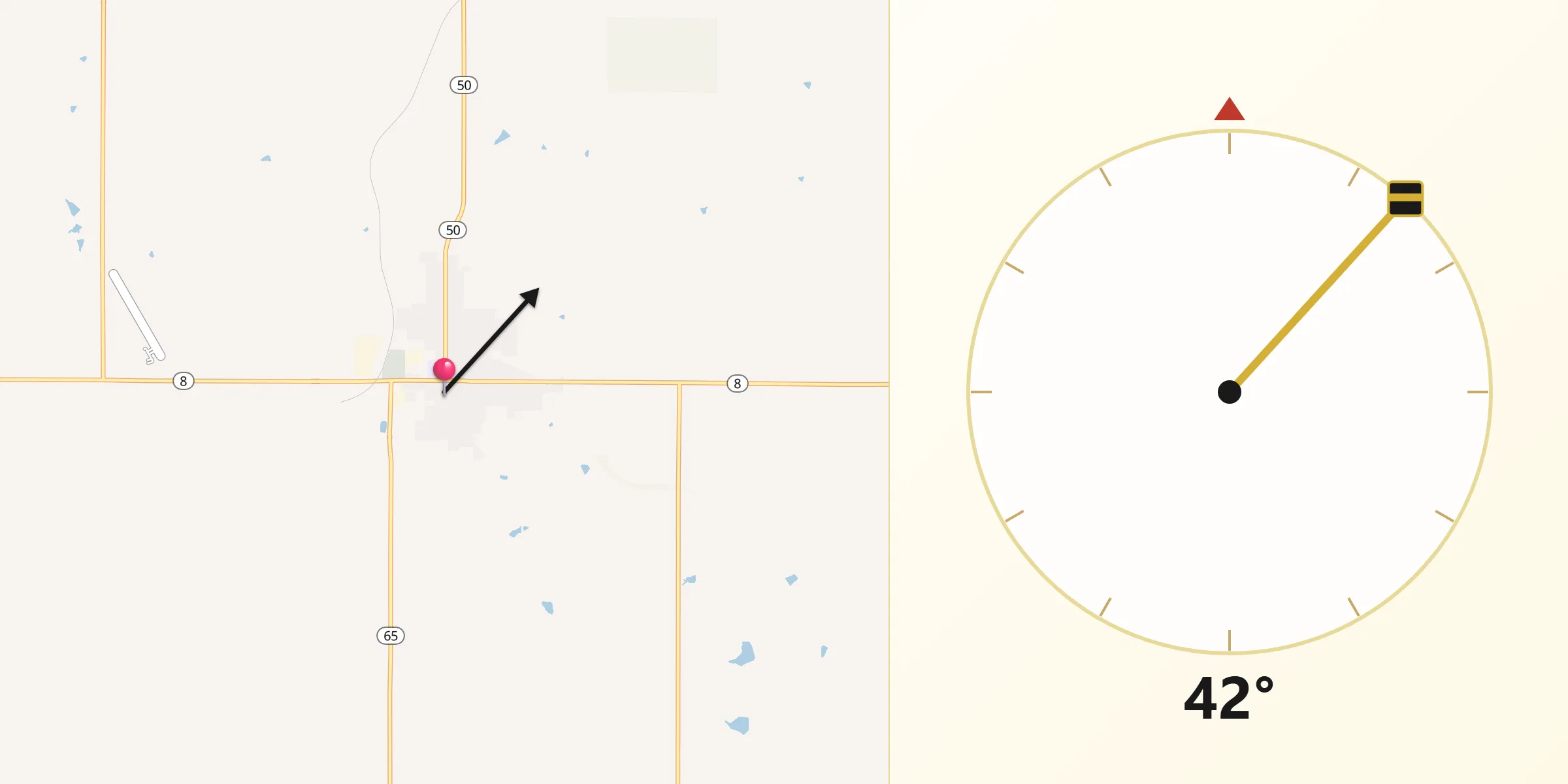 Qibla Direction from Pawnee City