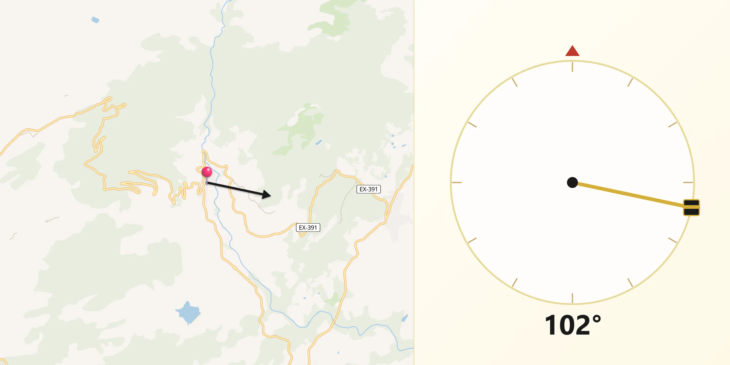 Dirección de la Qibla desde Garganta la Olla