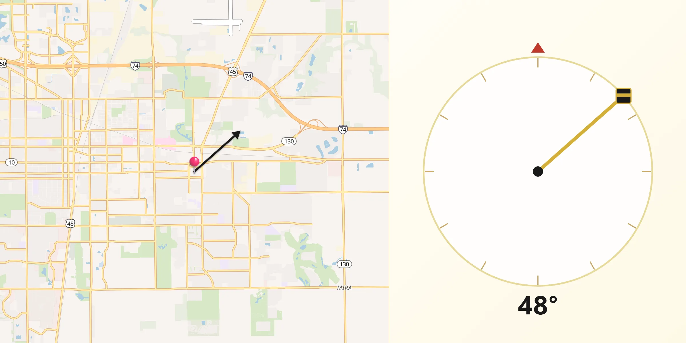 Qibla Direction from Urbana