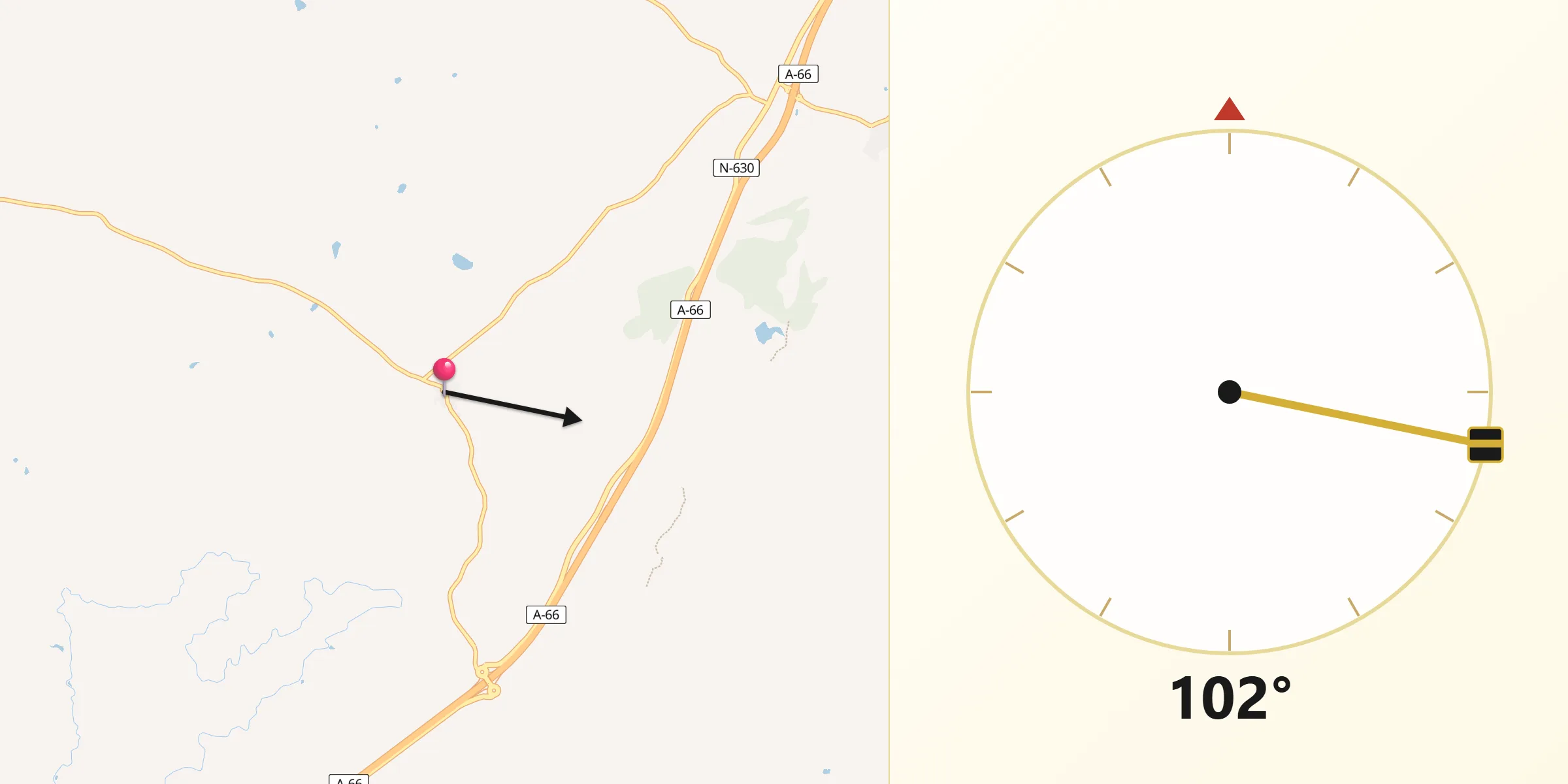 Dirección de la Qibla desde Oliva de Plasencia