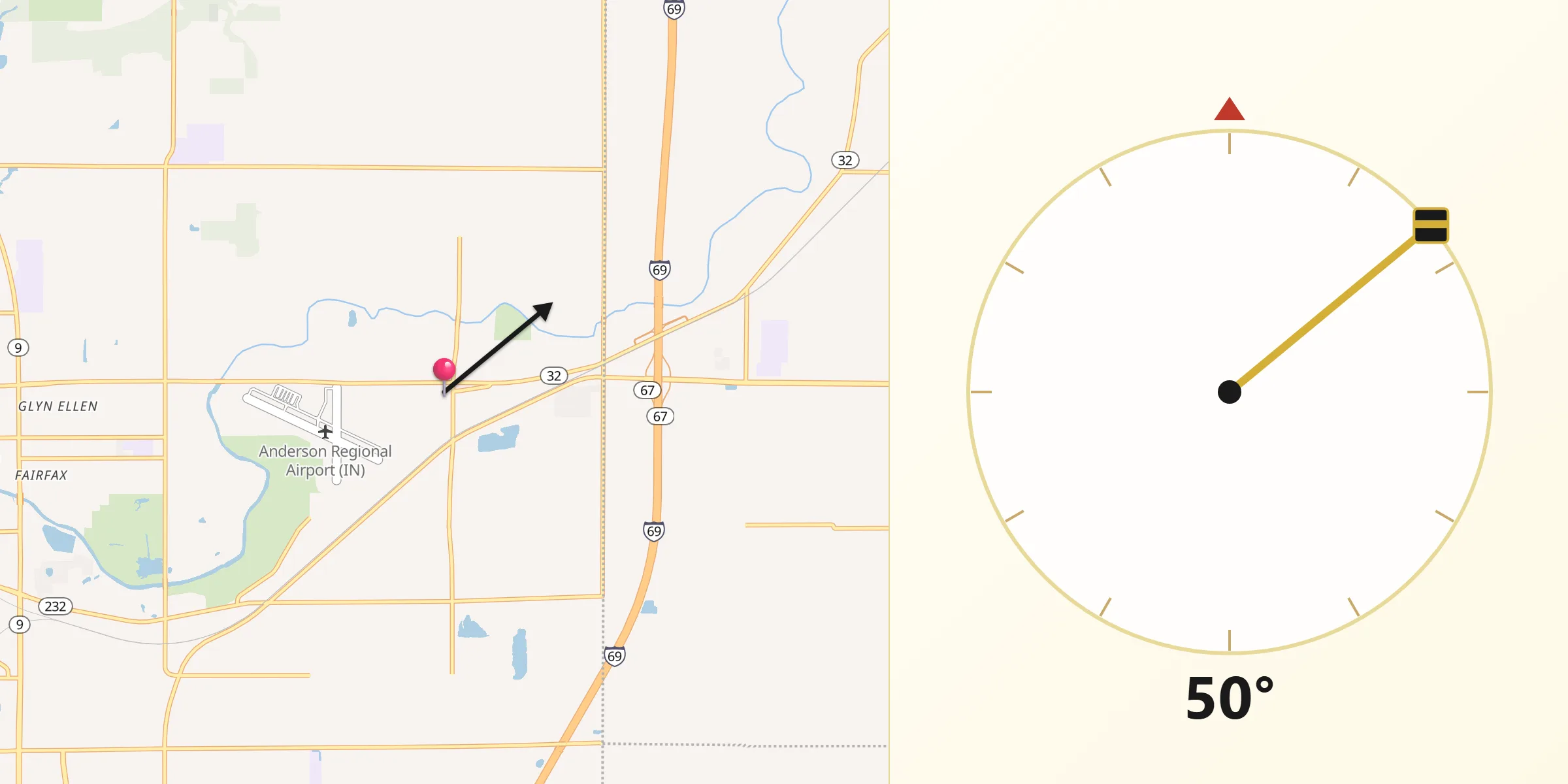Qibla Direction from Chesterfield