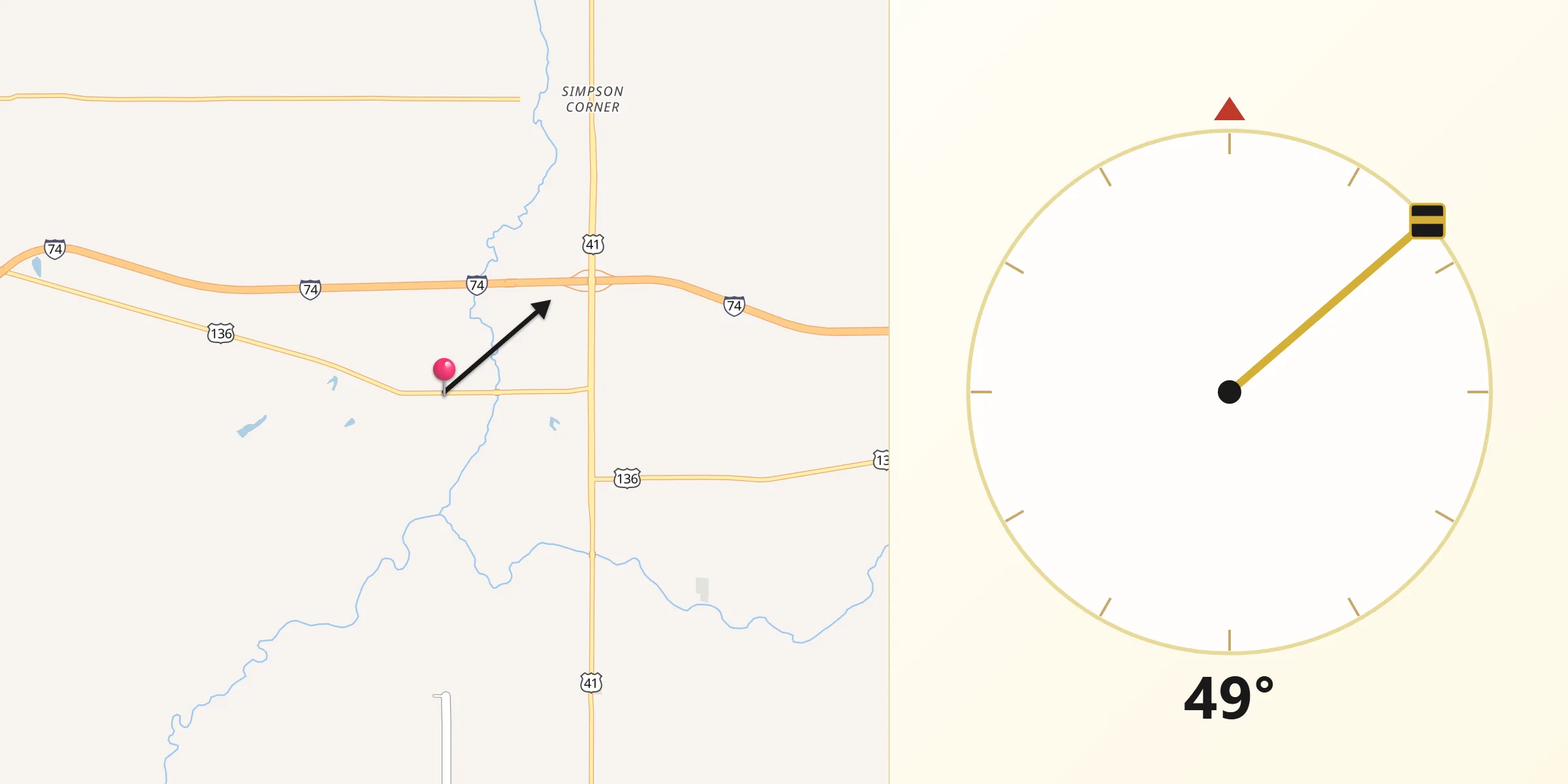 Qibla Direction from Veedersburg