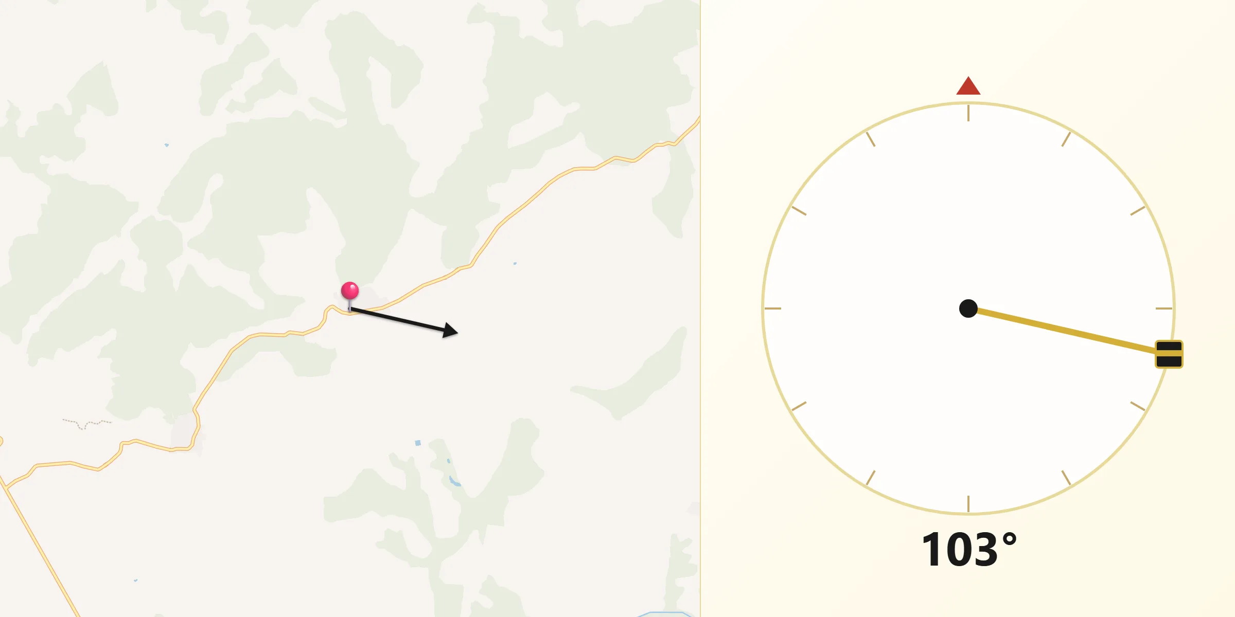 Dirección de la Qibla desde Nuño Gómez