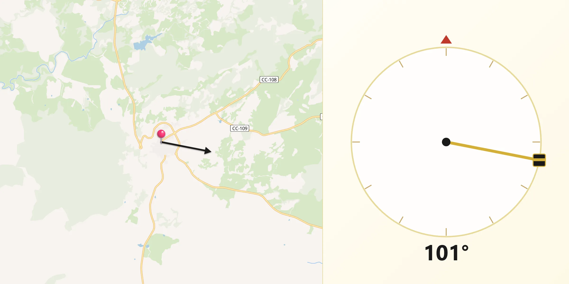 Dirección de la Qibla desde Cilleros