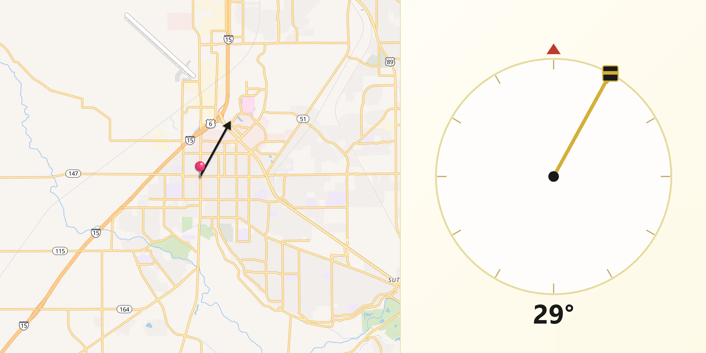 Qibla Direction from Spanish Fork