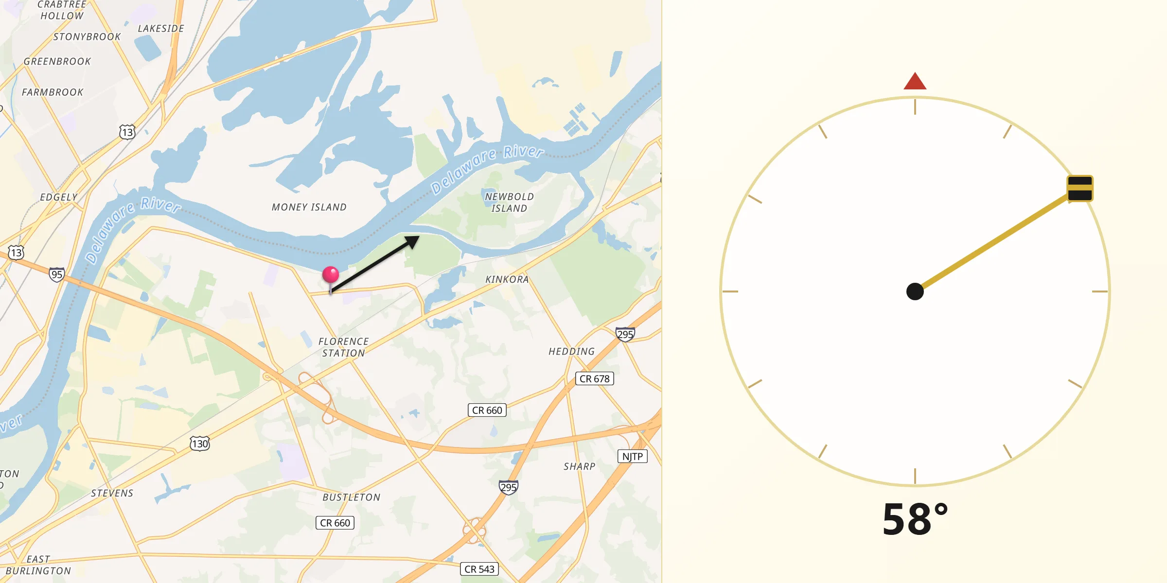 Qibla Direction from Roebling