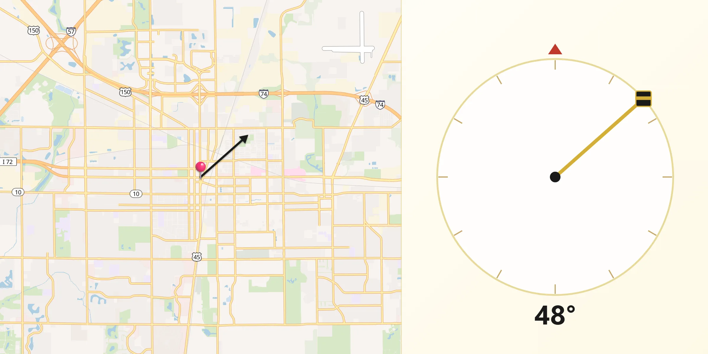 Qibla Direction from Champaign