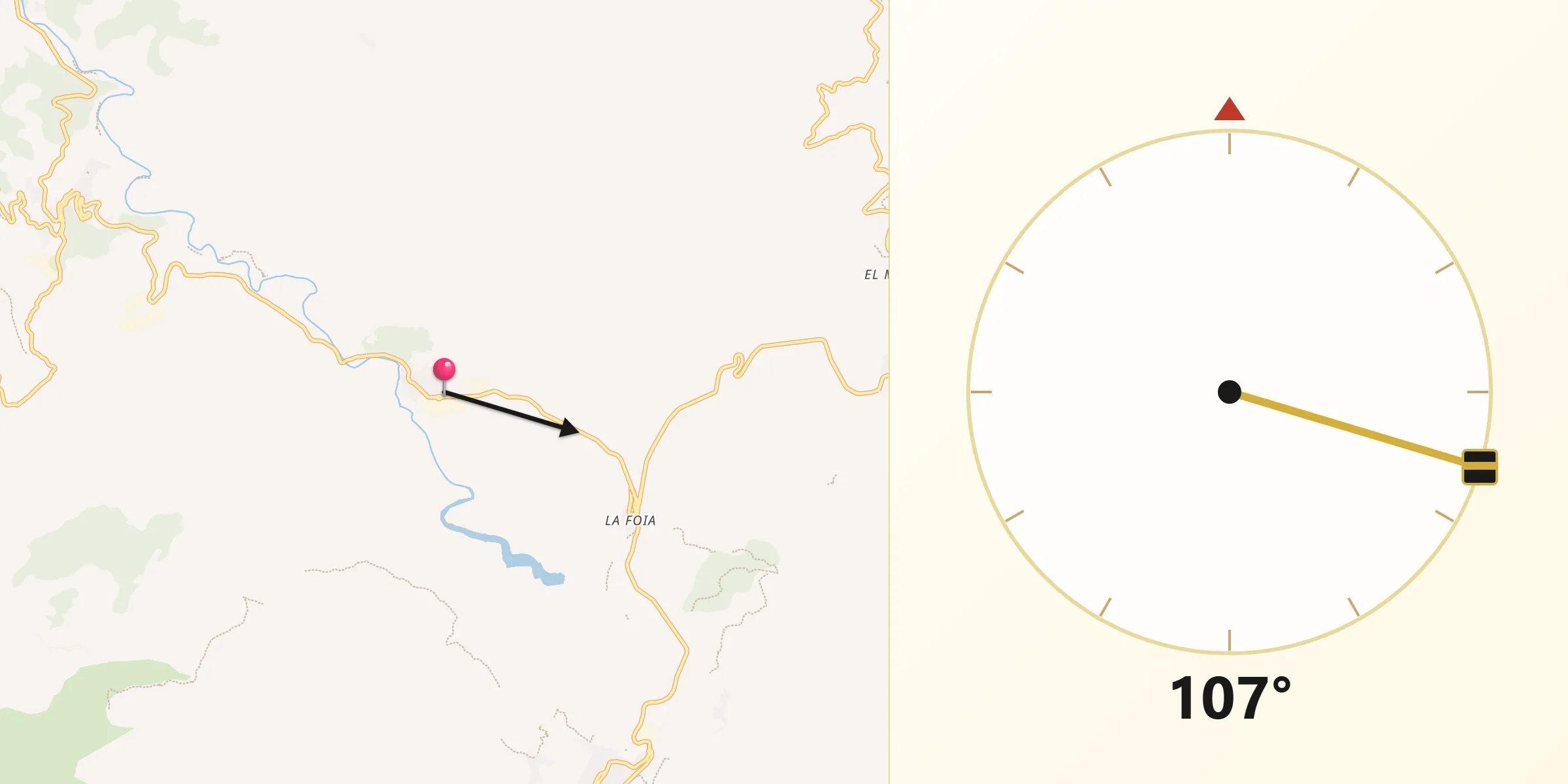 Dirección de la Qibla desde Figueroles