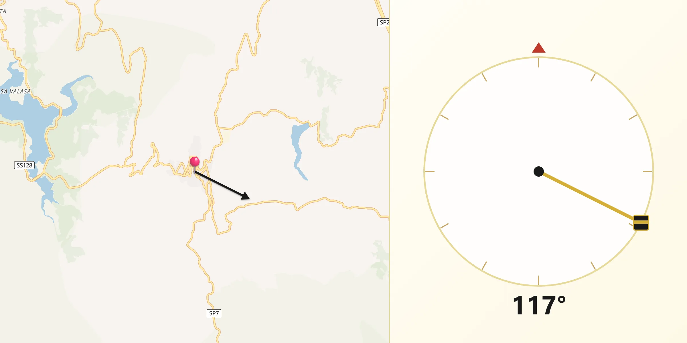 Direzione della Qibla da Fonni
