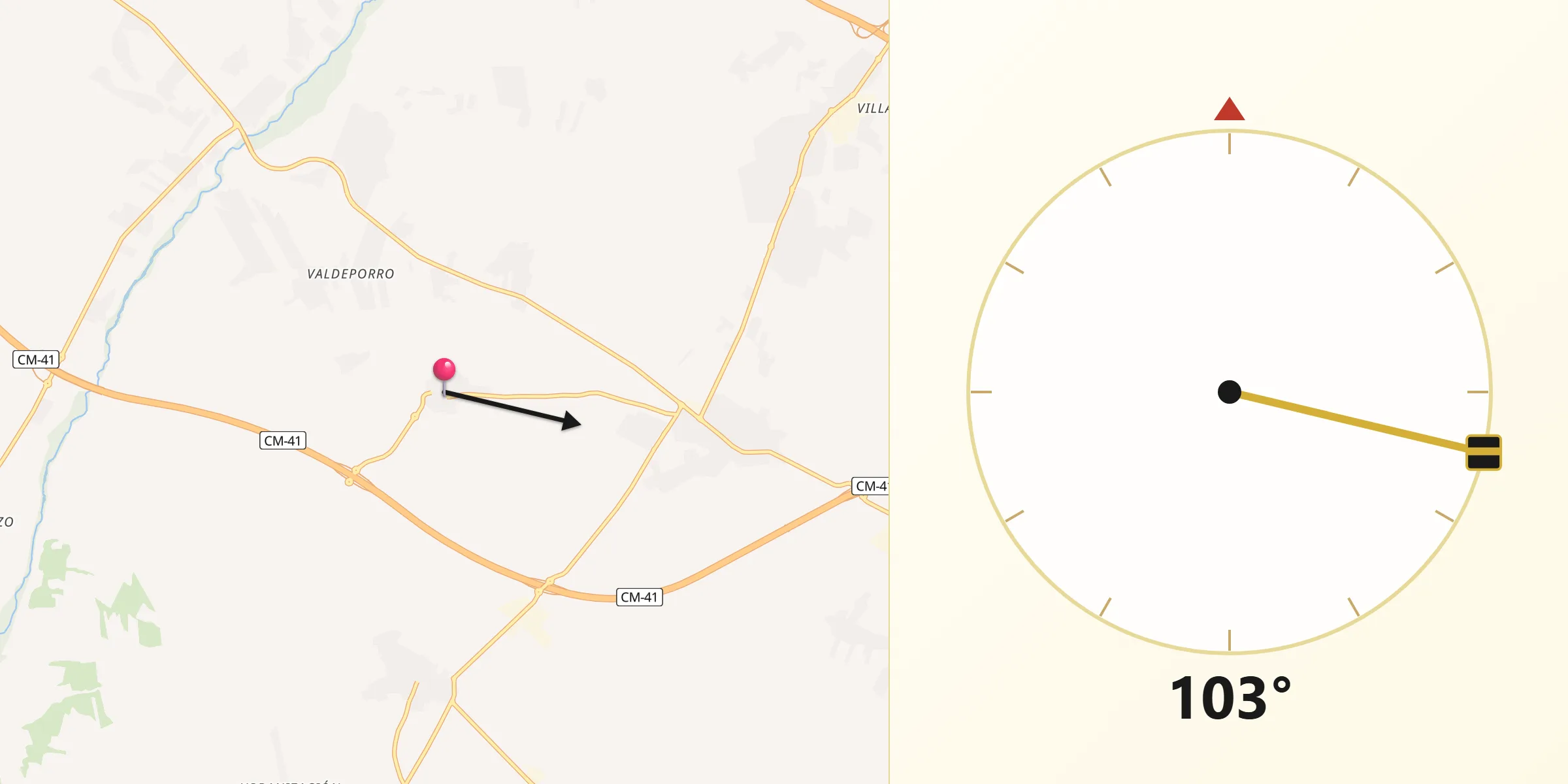 Dirección de la Qibla desde Palomeque
