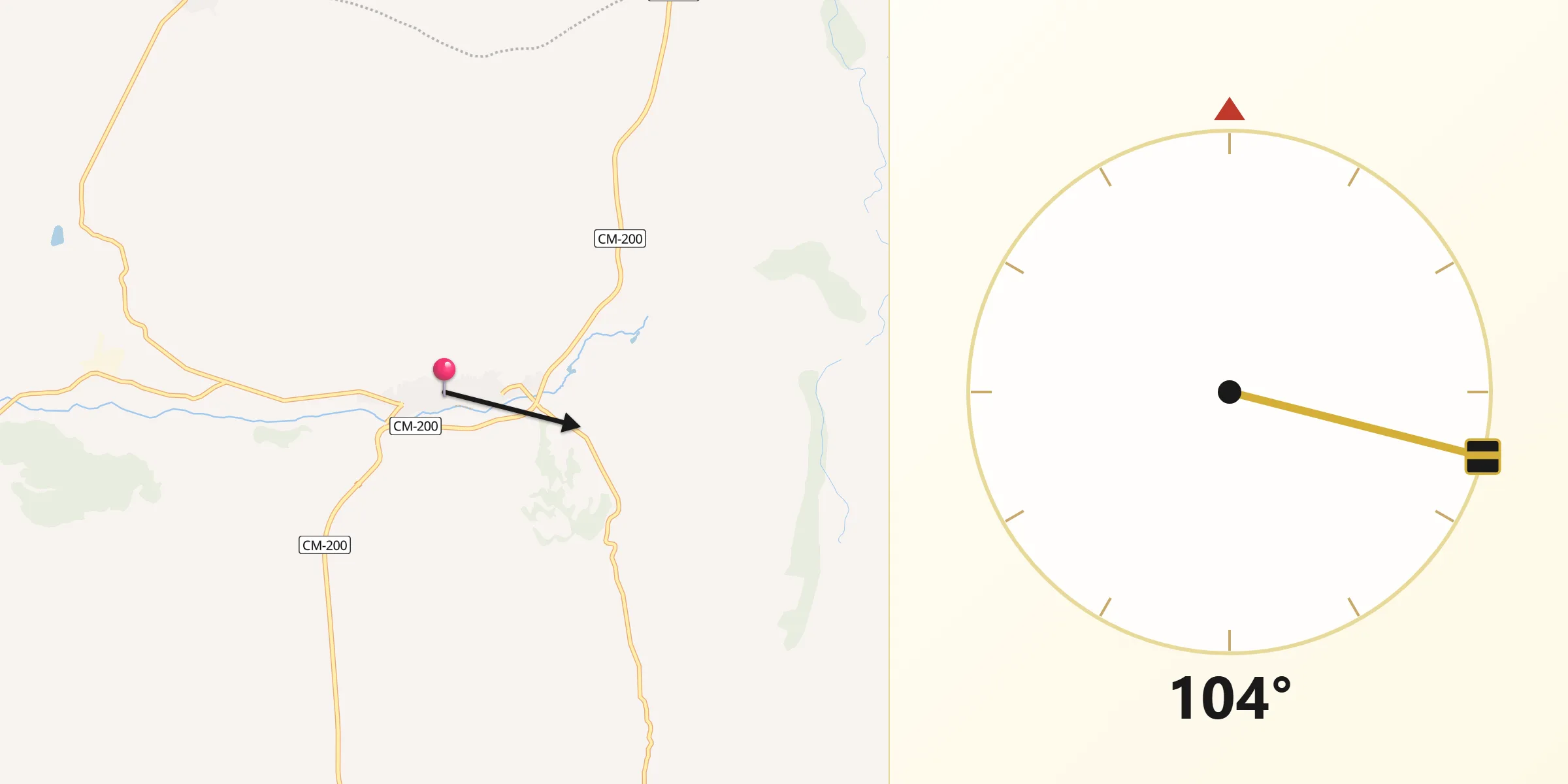 Dirección de la Qibla desde Barajas de Melo
