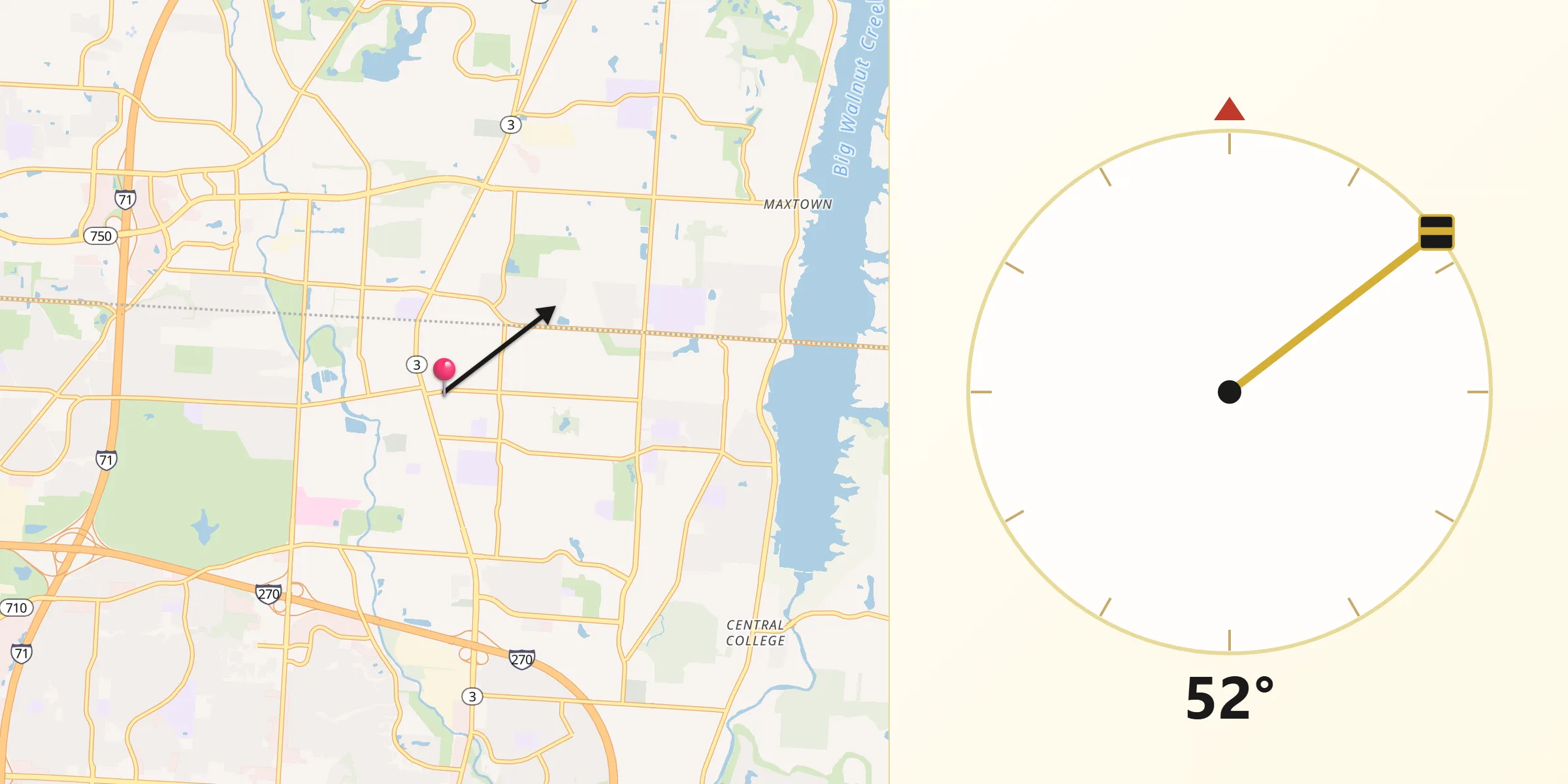 Qibla Direction from Westerville