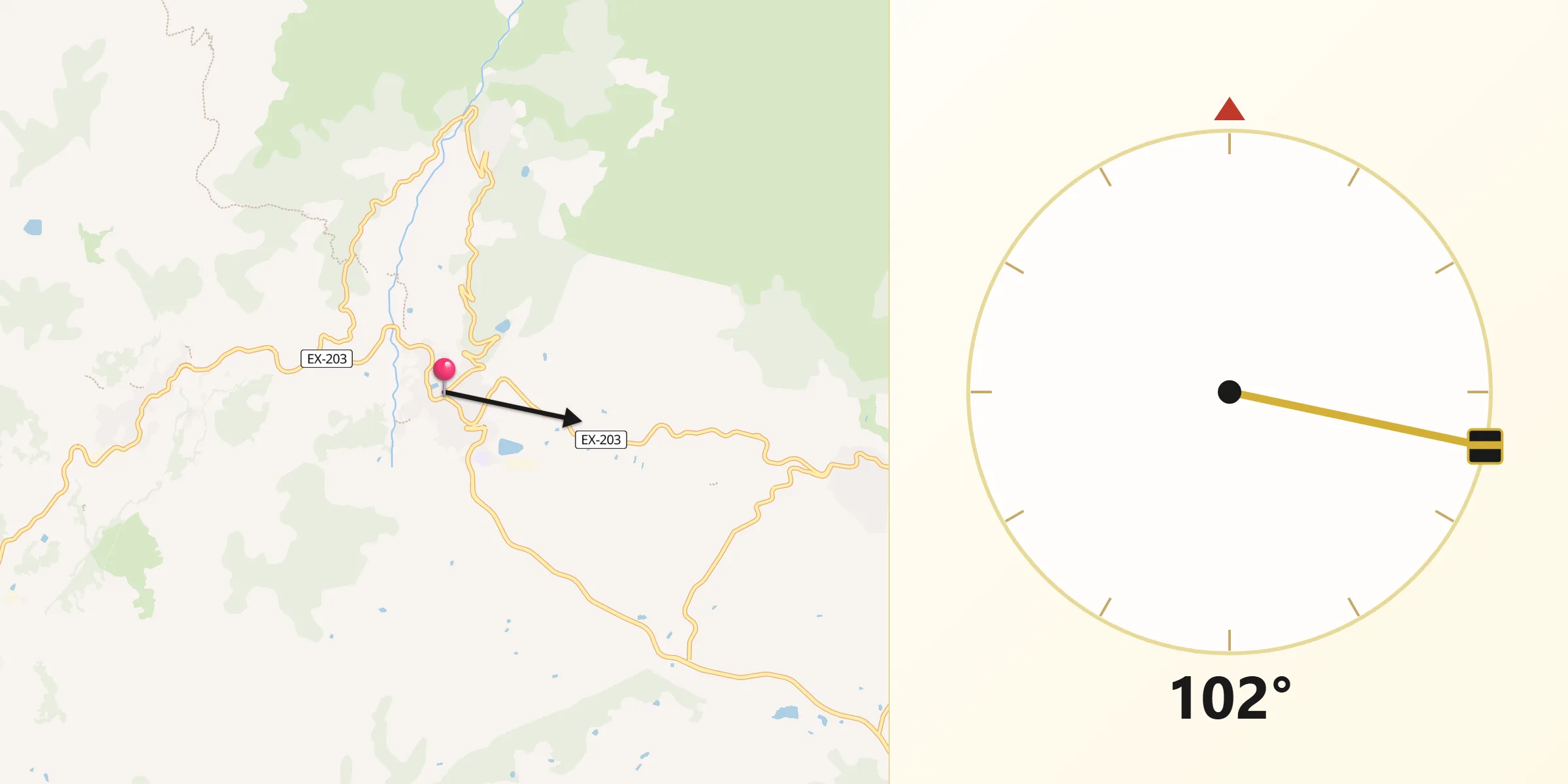 Dirección de la Qibla desde Jarandilla de la Vera