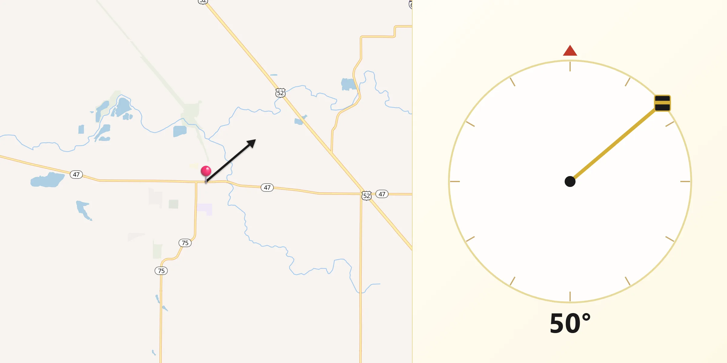 Qibla Direction from Thorntown