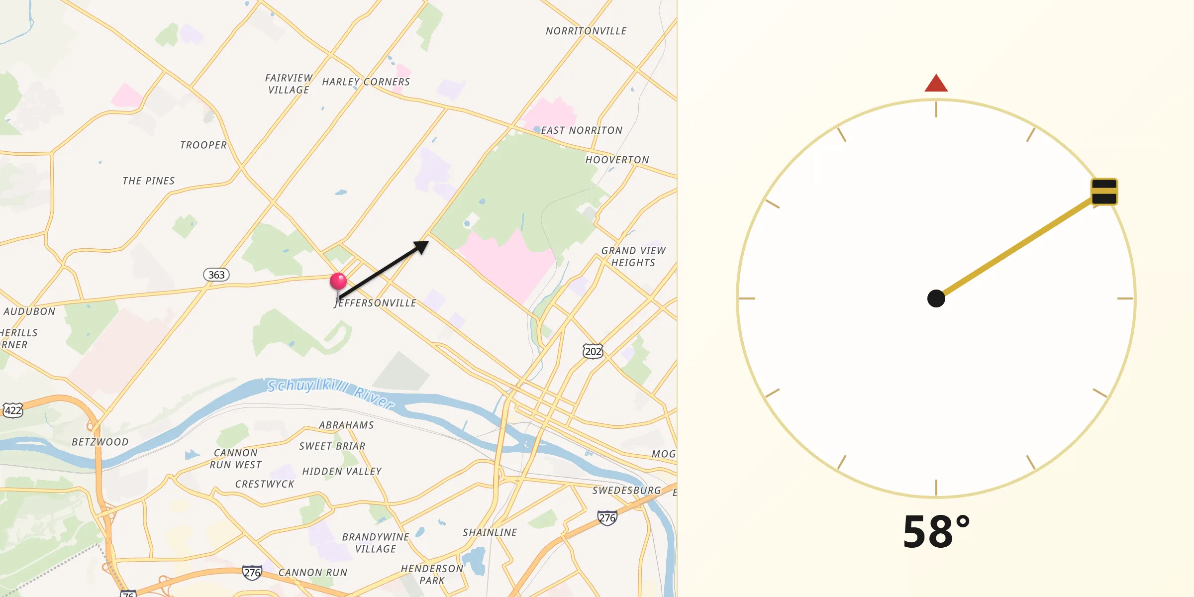 Qibla Direction from West Norriton