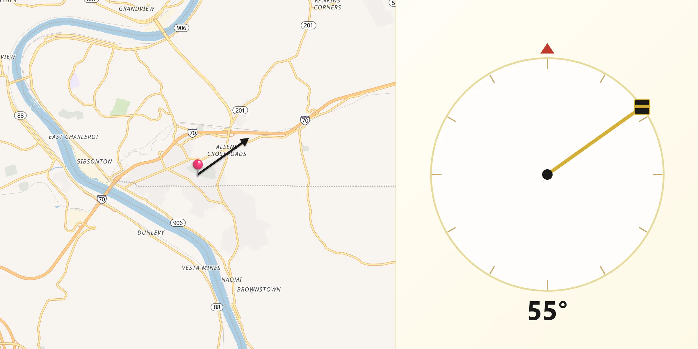 Qibla Direction from Lynnwood-Pricedale