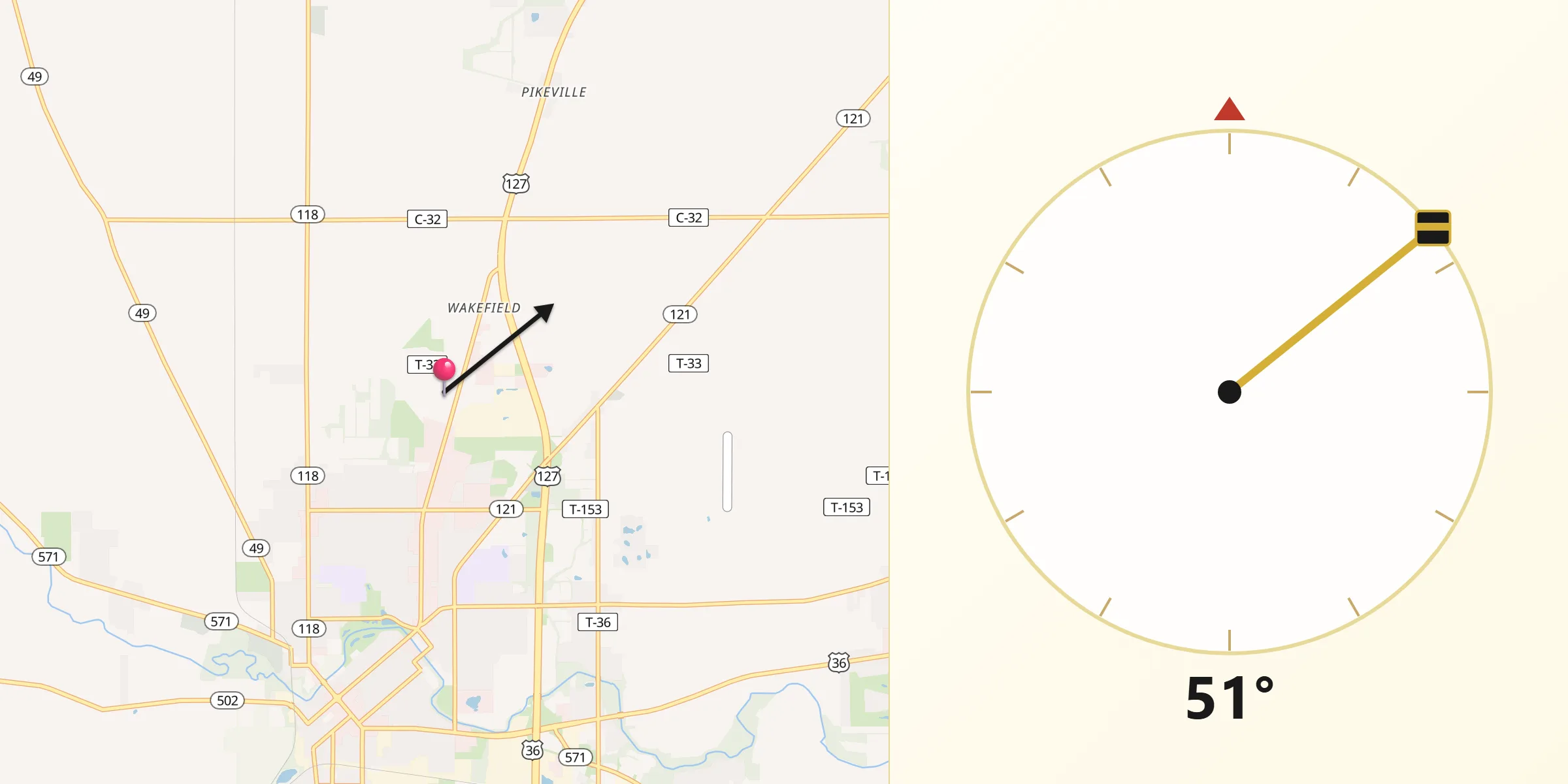 Qibla Direction from Darke