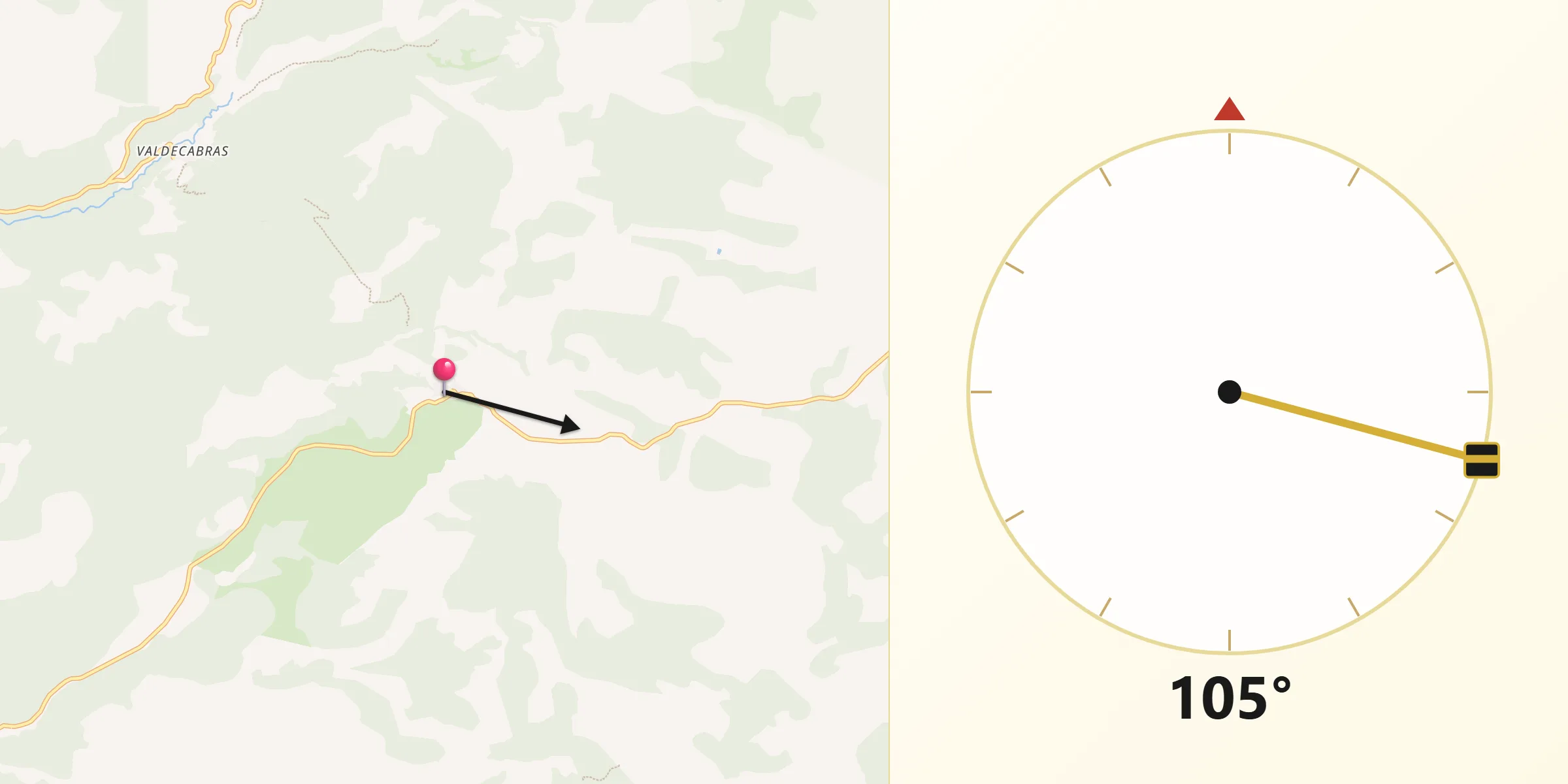 Dirección de la Qibla desde Buenache de la Sierra