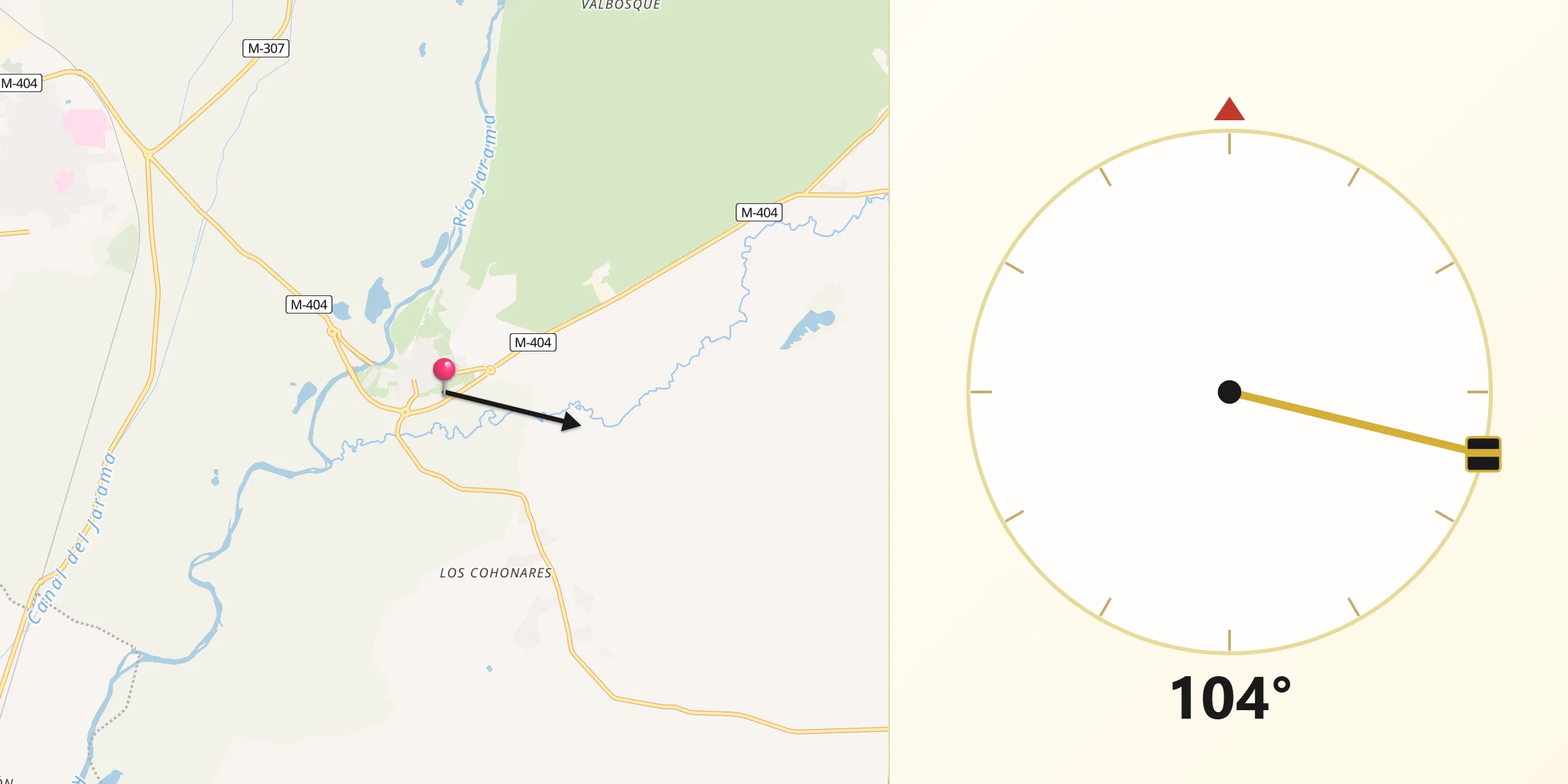 Dirección de la Qibla desde Titulcia