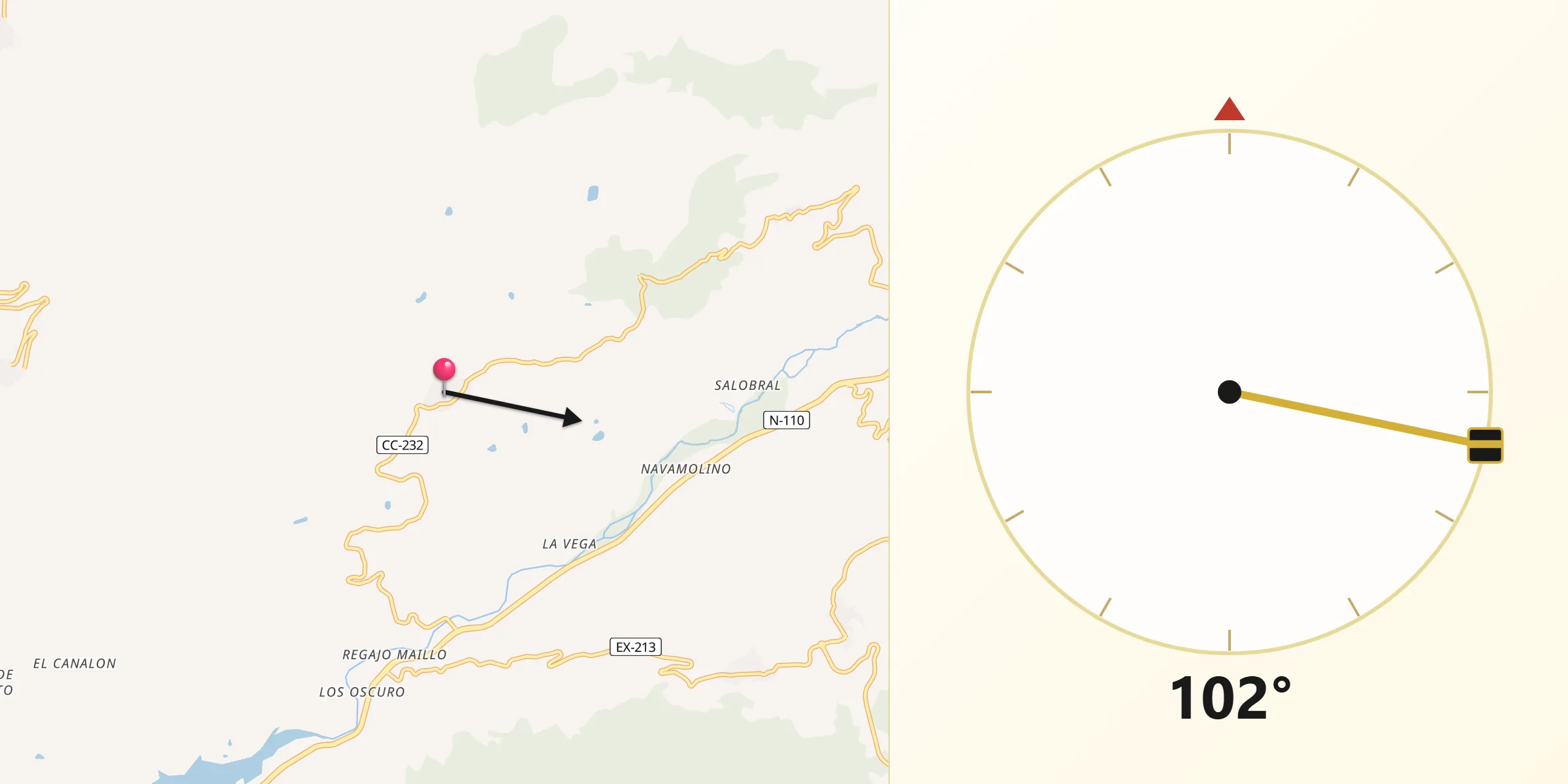 Dirección de la Qibla desde El Torno