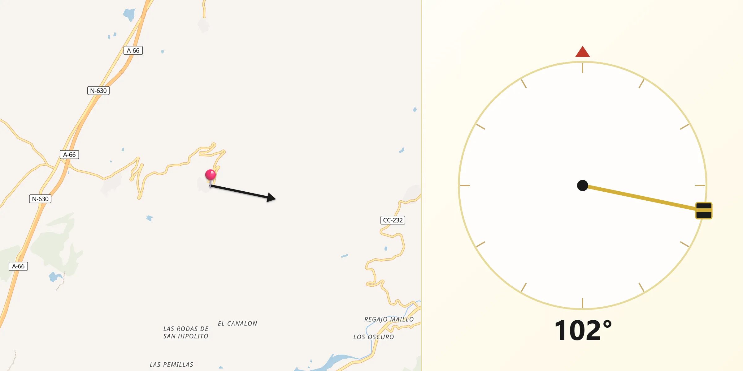 Dirección de la Qibla desde Cabezabellosa