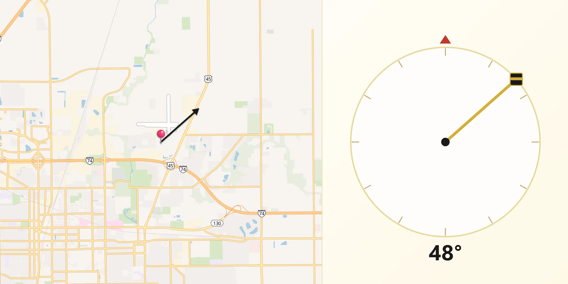Qibla Direction from Champaign County