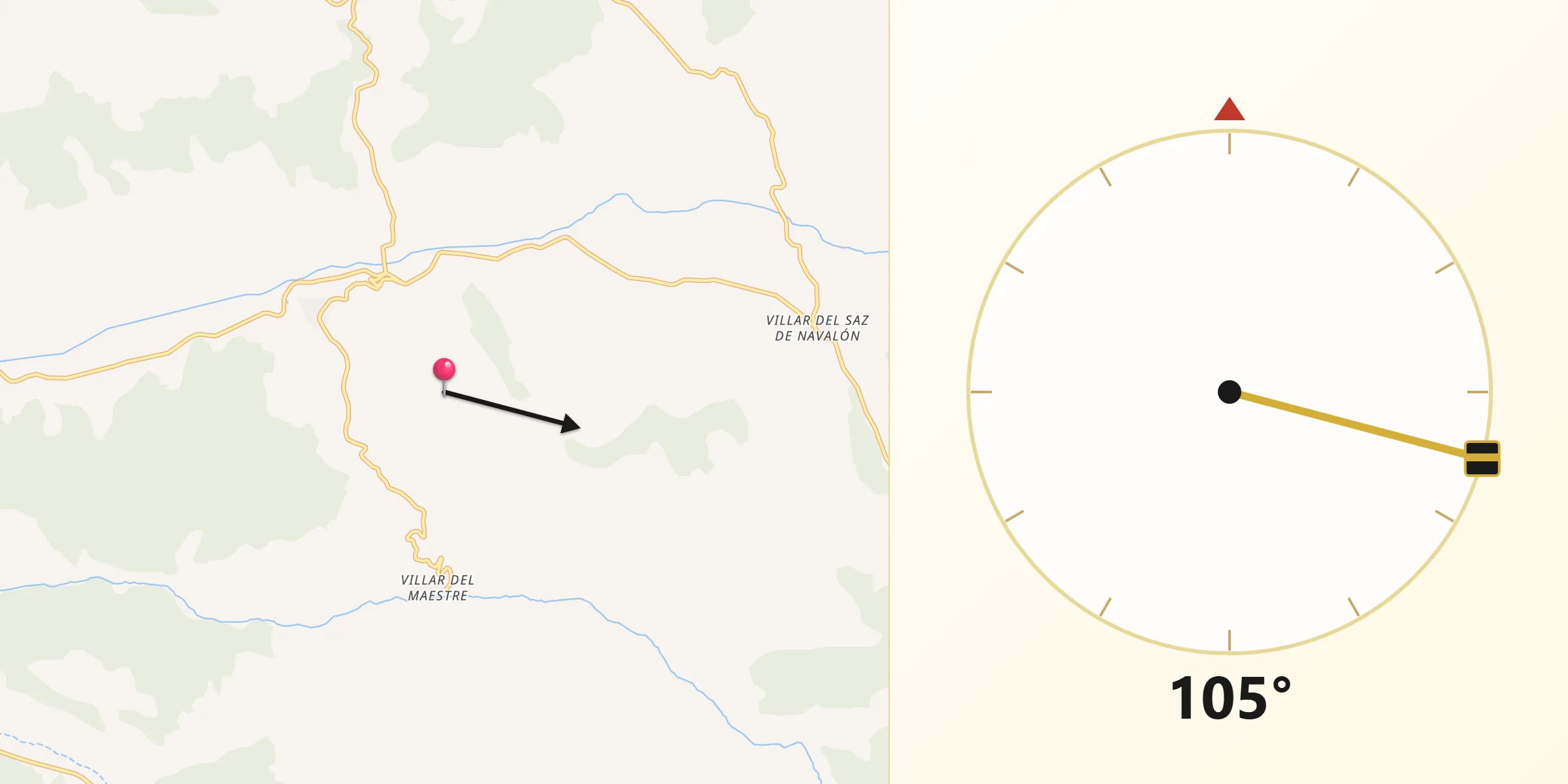 Dirección de la Qibla desde Villar y Velasco