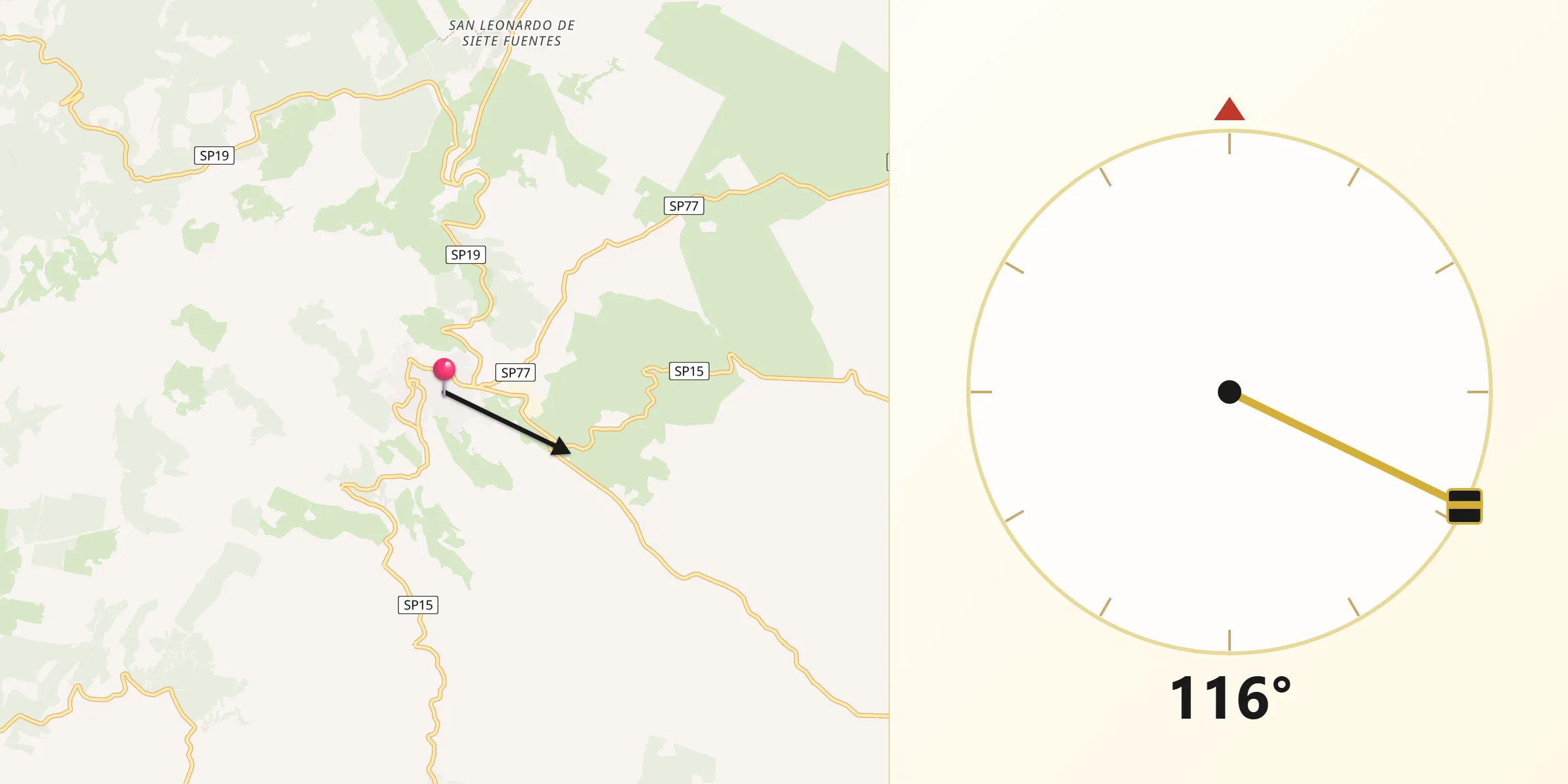 Direzione della Qibla da Santu Lussurgiu