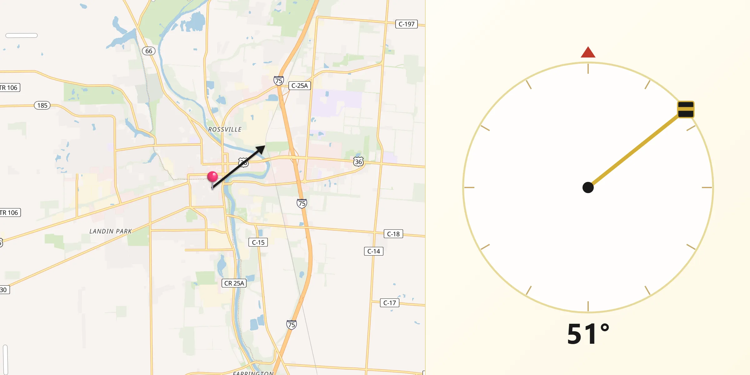 Qibla Direction from Piqua