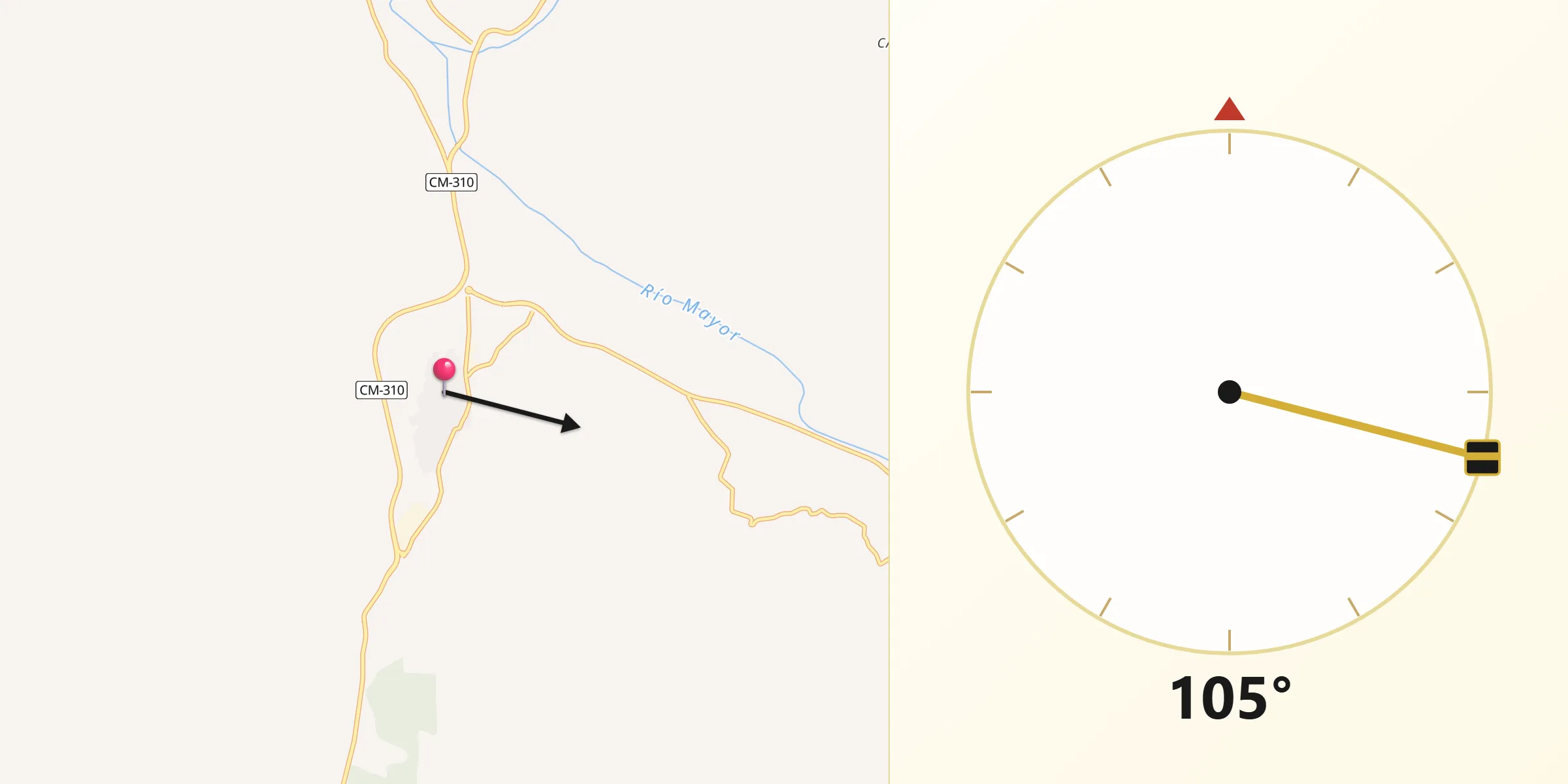 Dirección de la Qibla desde Huete