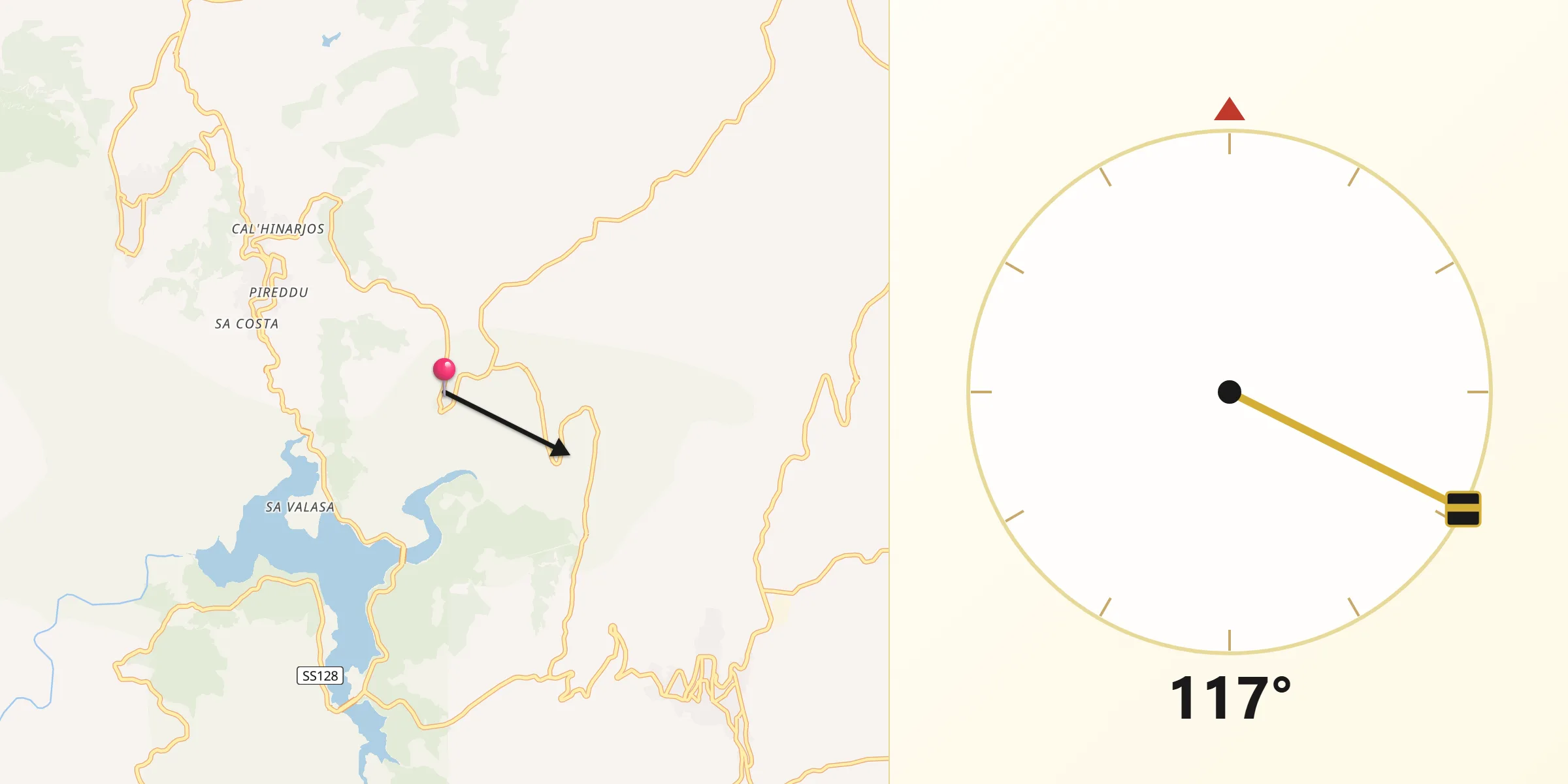 Direzione della Qibla da Lodine
