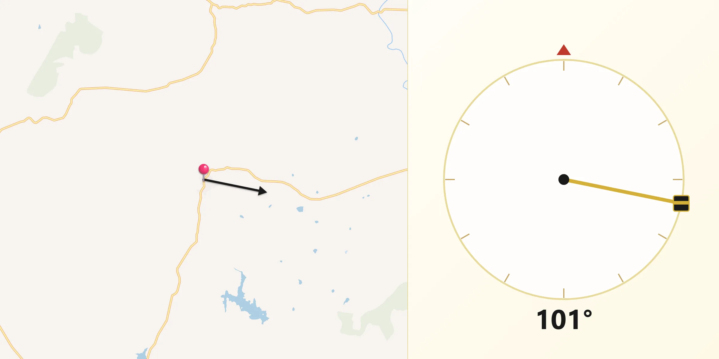 Dirección de la Qibla desde Aceituna