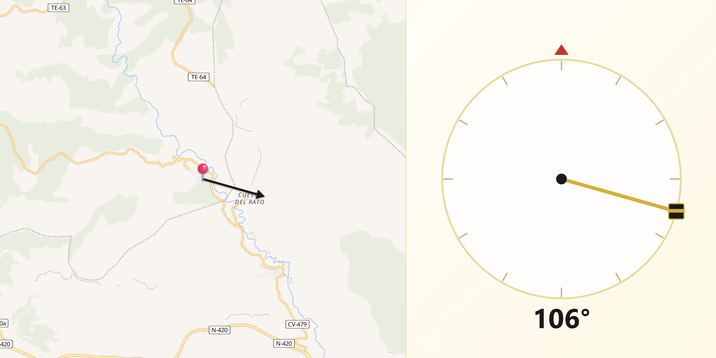 Dirección de la Qibla desde El Cuervo