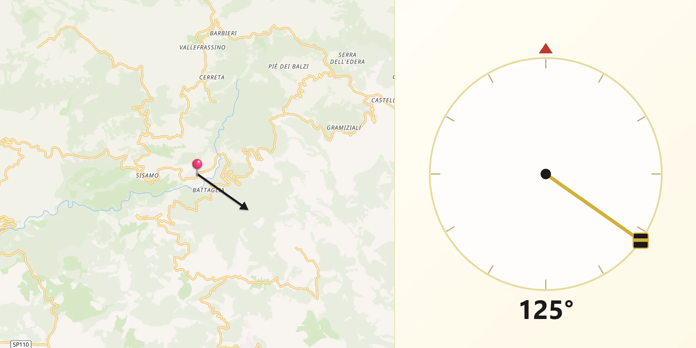 Direzione della Qibla da Casaletto Spartano