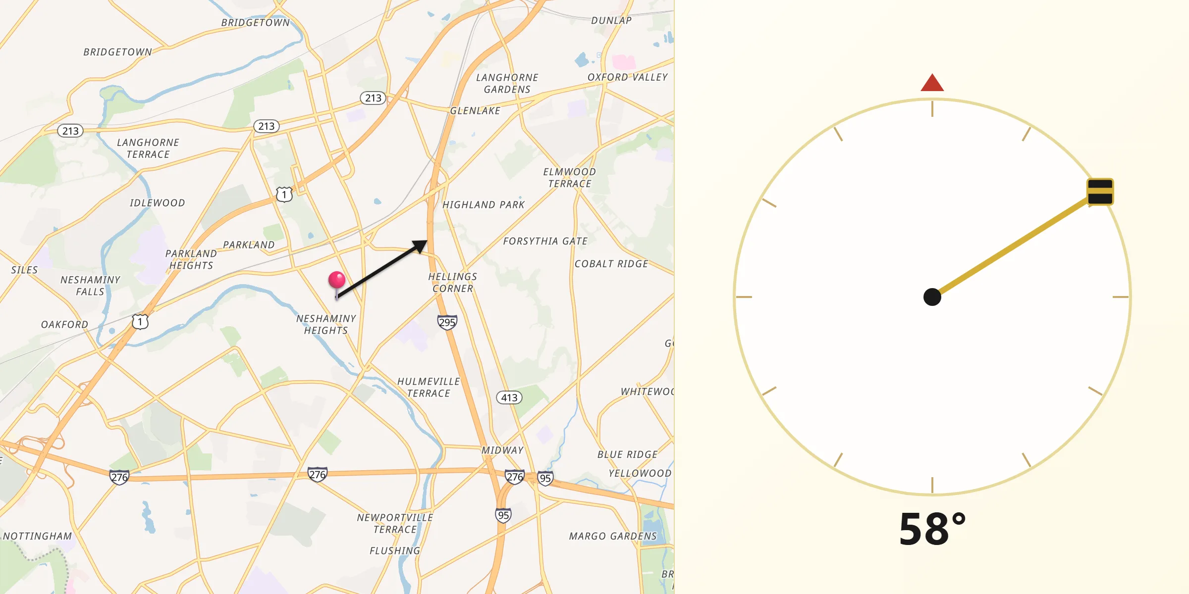 Qibla Direction from Penndel