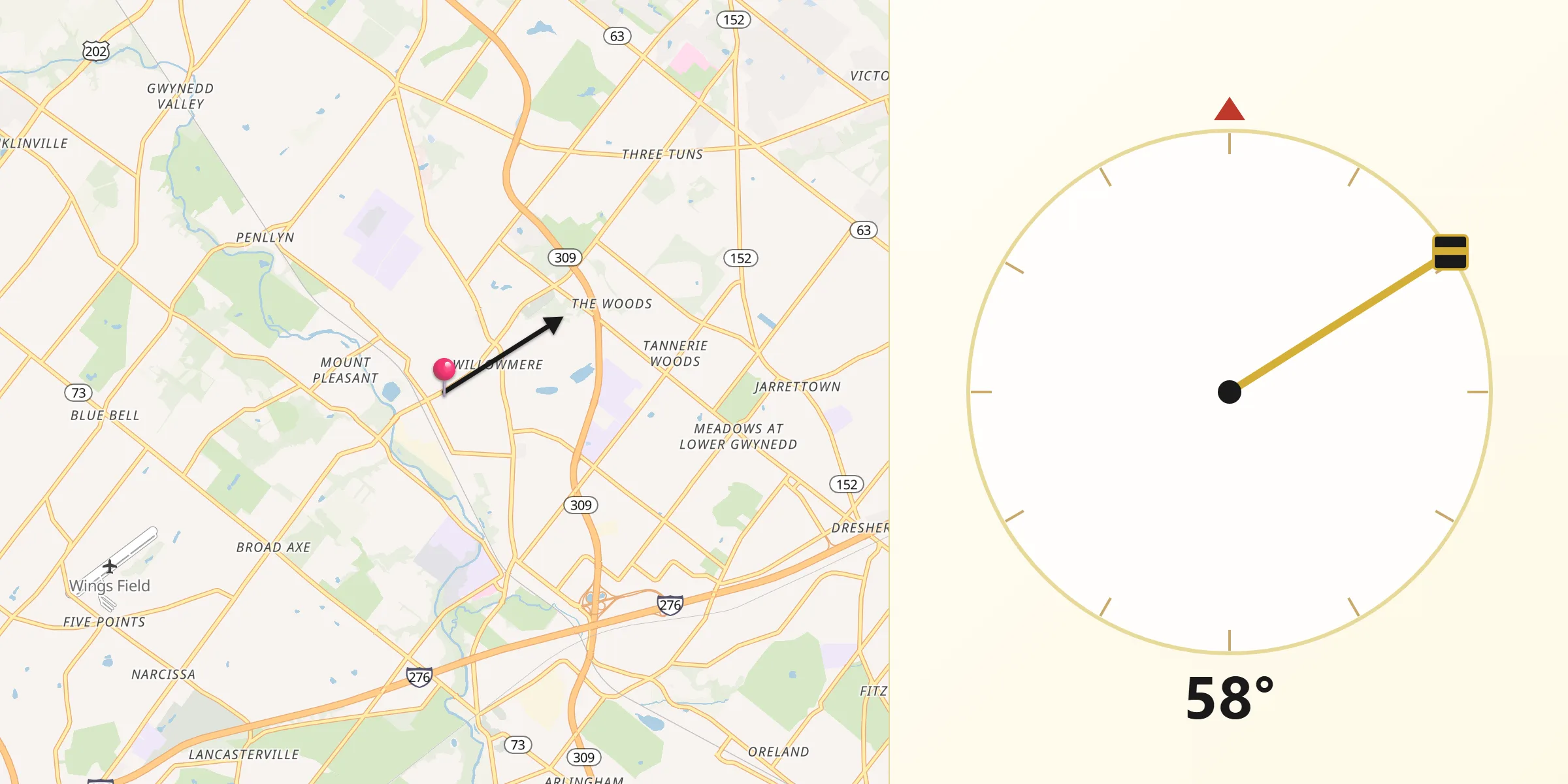 Qibla Direction from Ambler