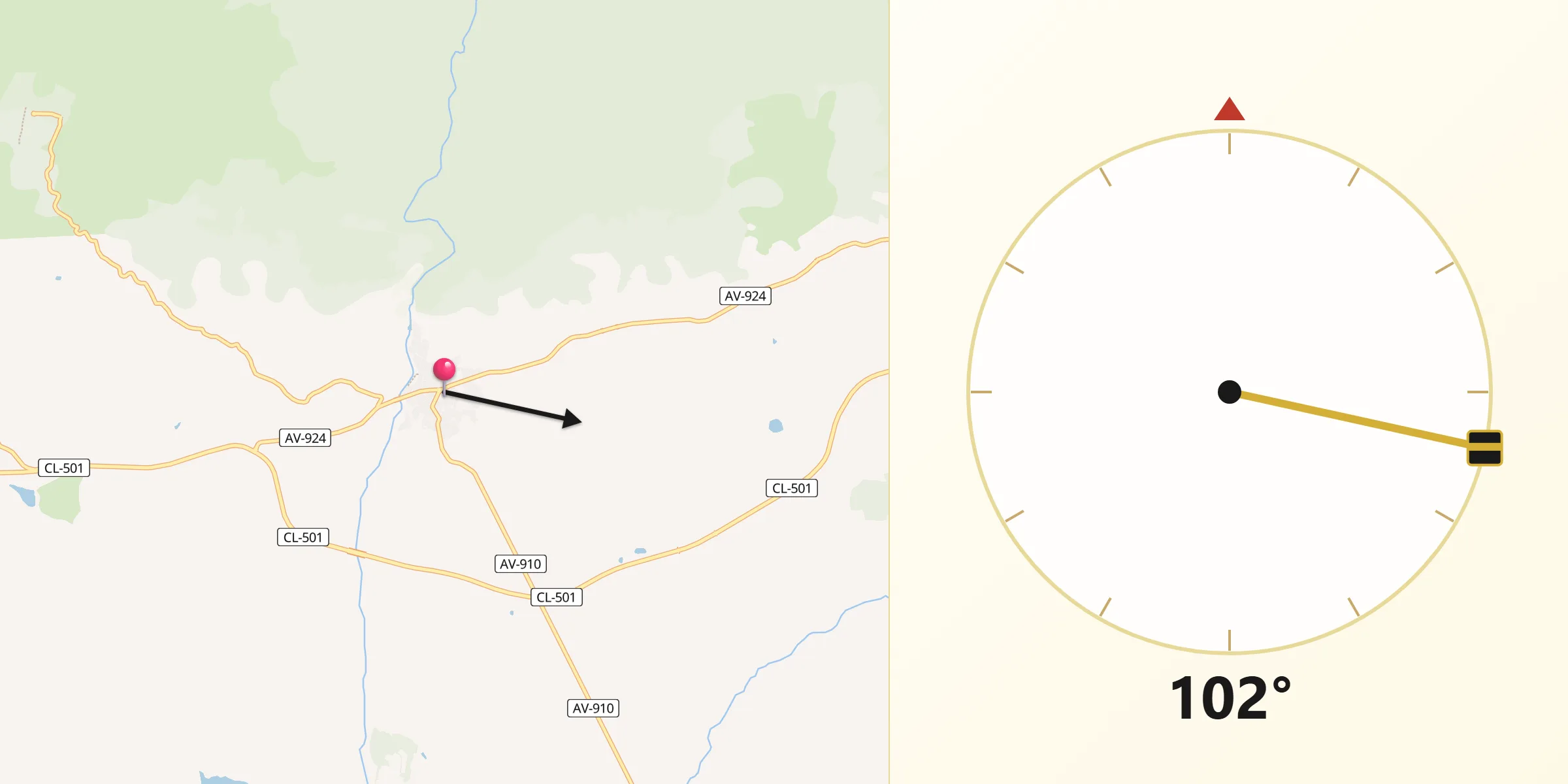 Dirección de la Qibla desde Candeleda