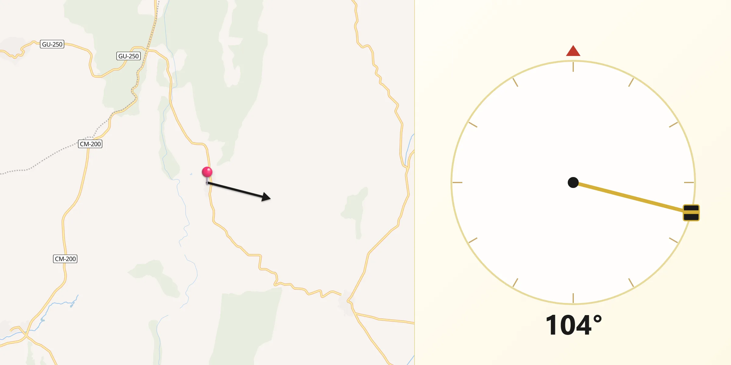 Dirección de la Qibla desde Saceda-Trasierra