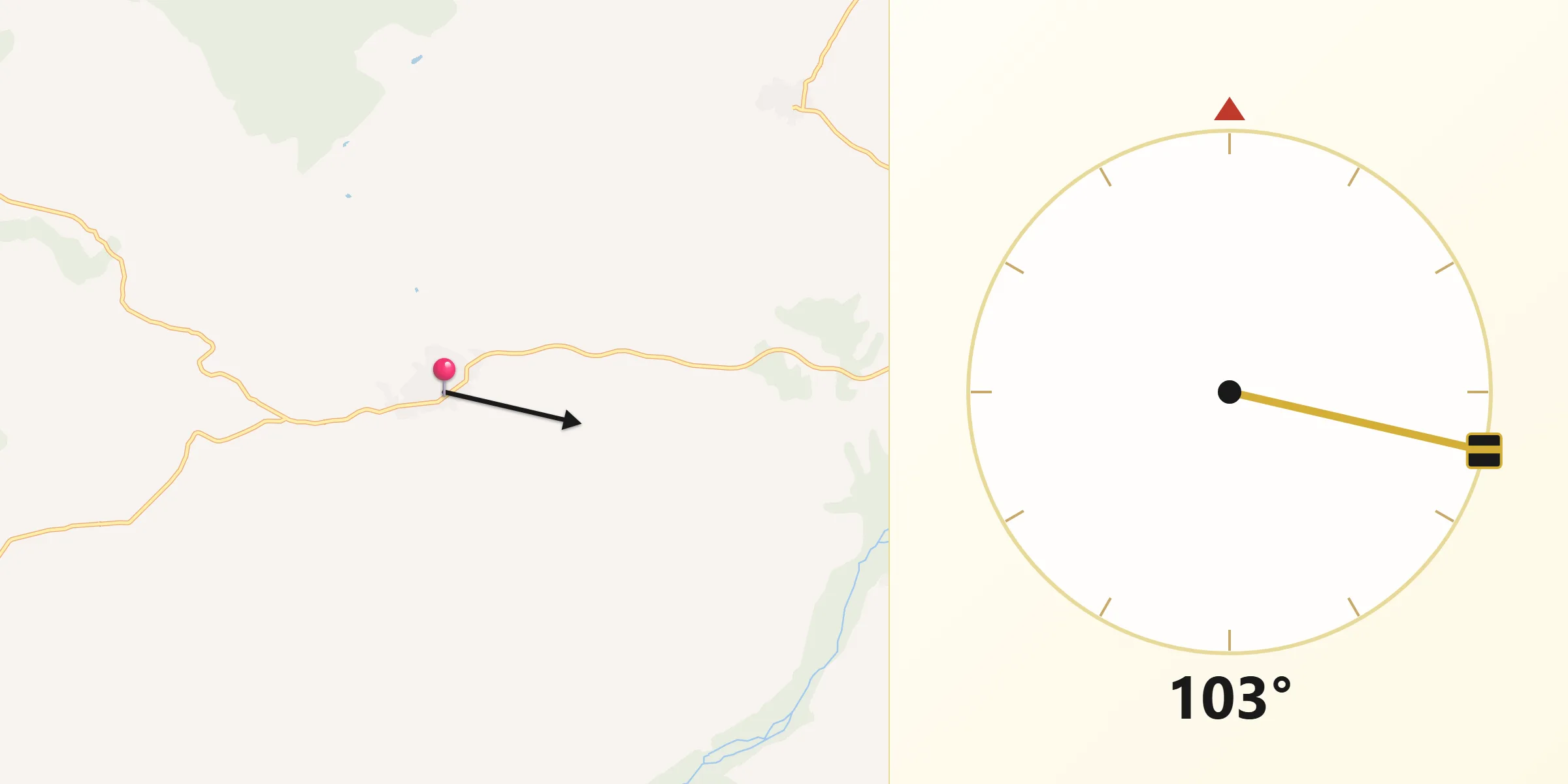 Dirección de la Qibla desde Nombela