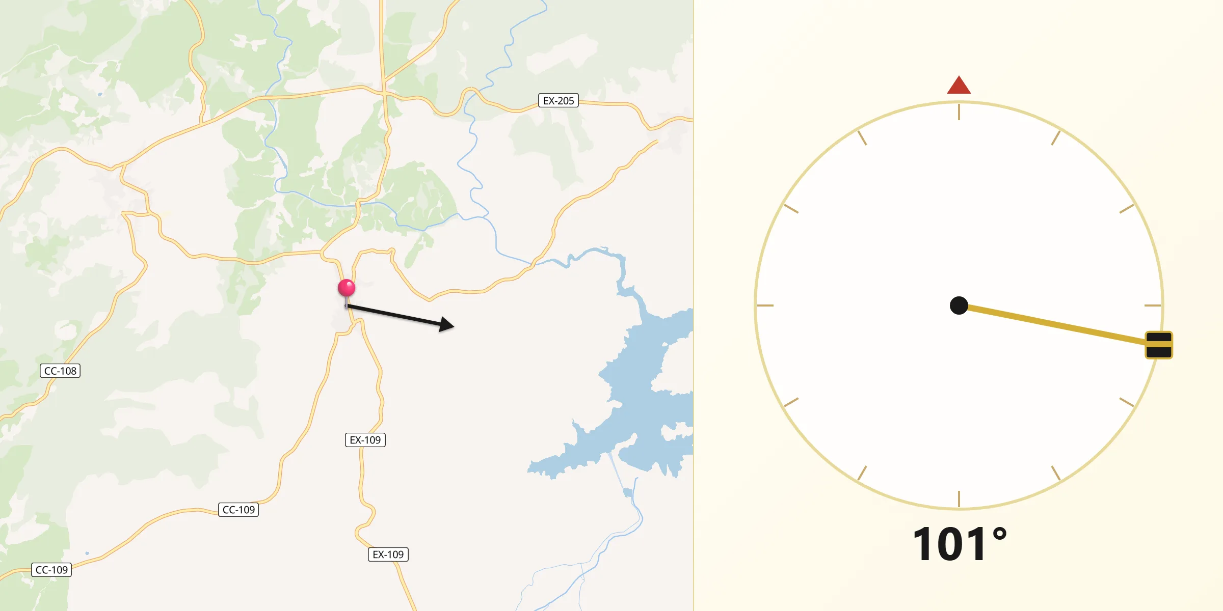 Dirección de la Qibla desde Perales del Puerto