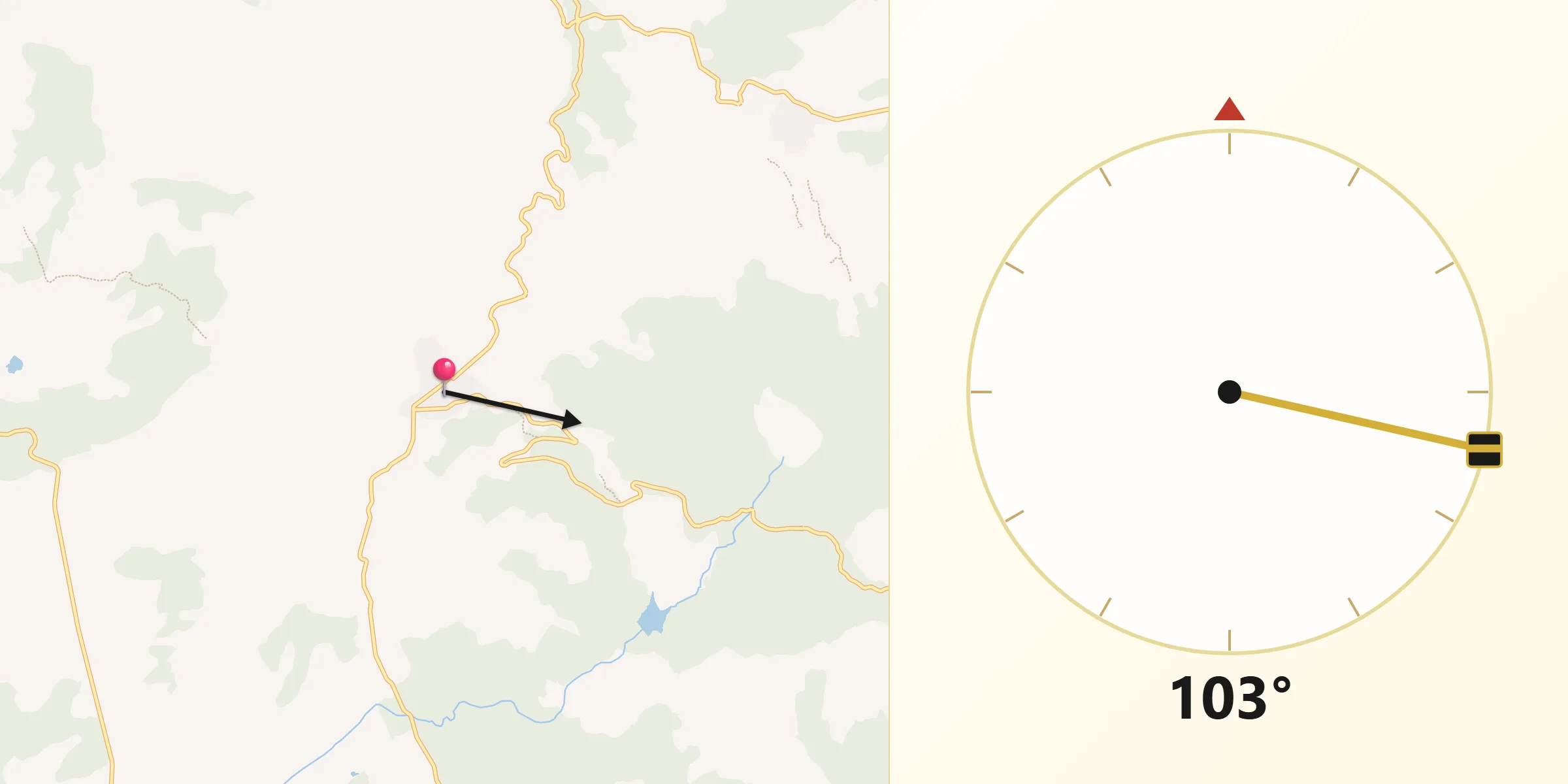 Dirección de la Qibla desde Navamorcuende