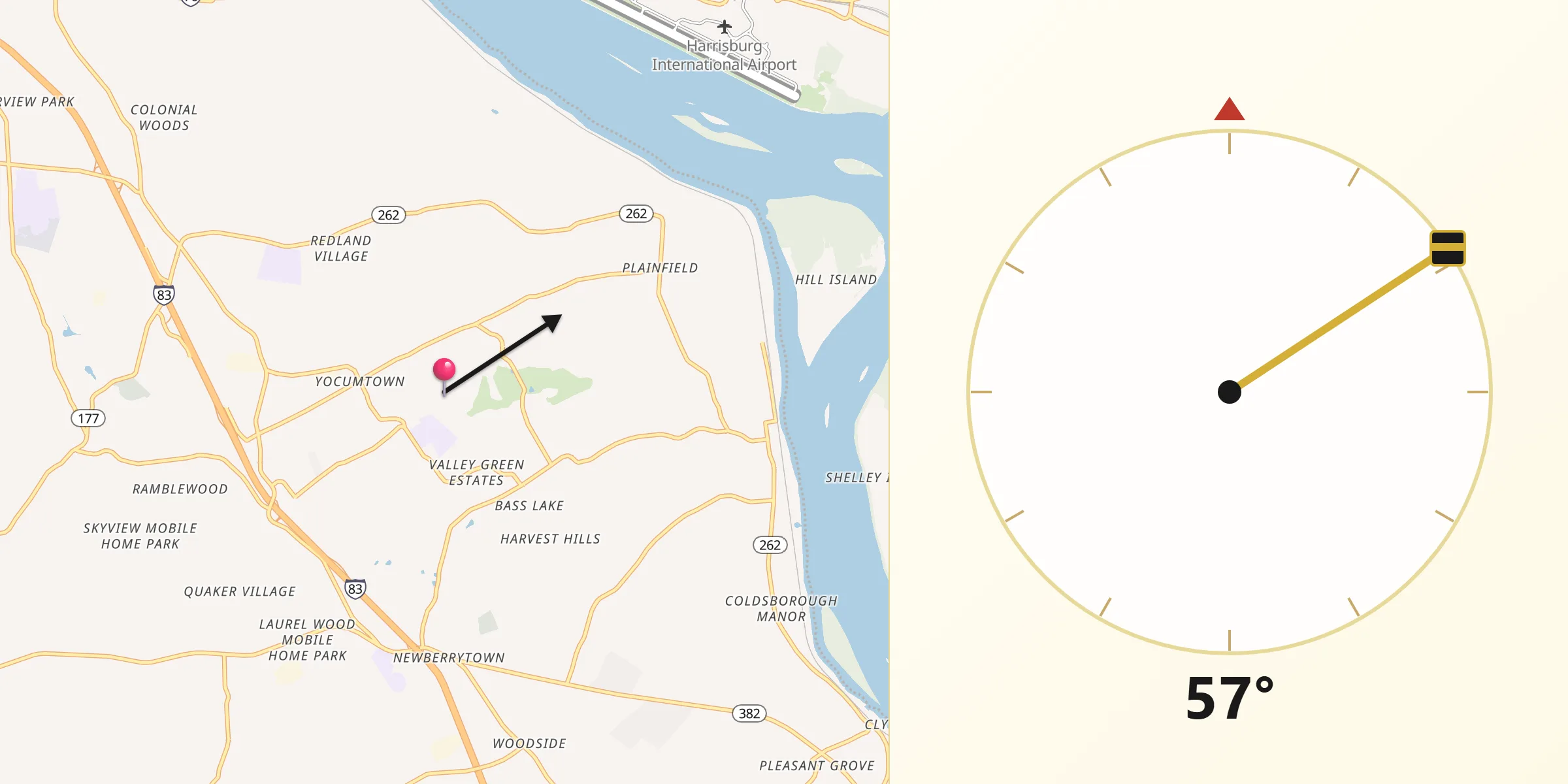 Qibla Direction from Valley Green