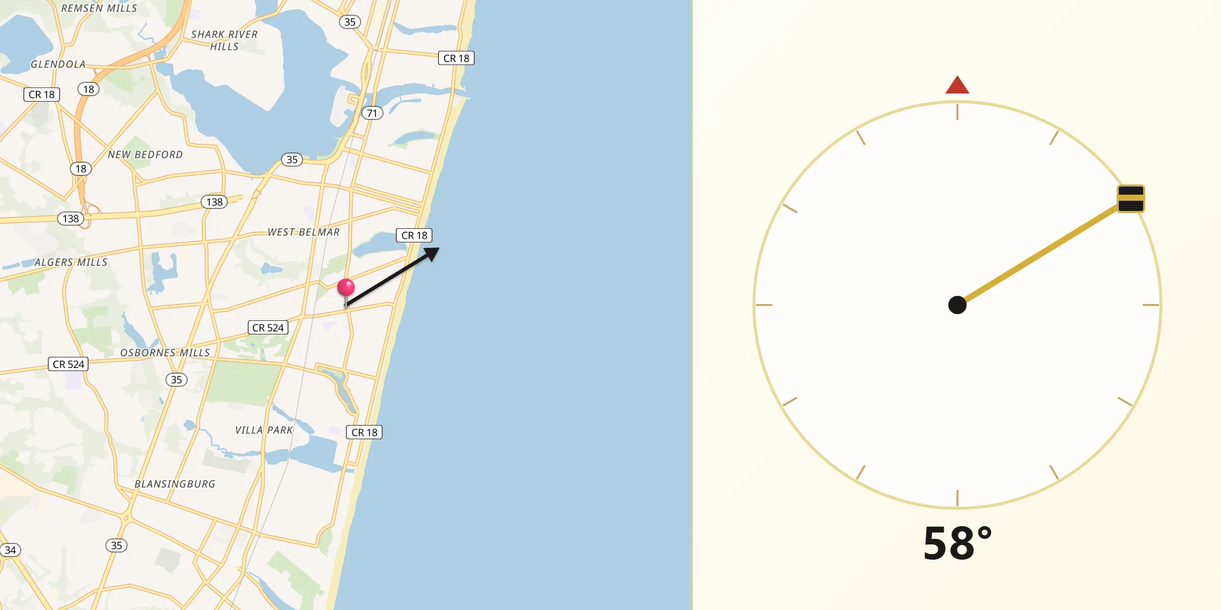 Qibla Direction from Lake Como